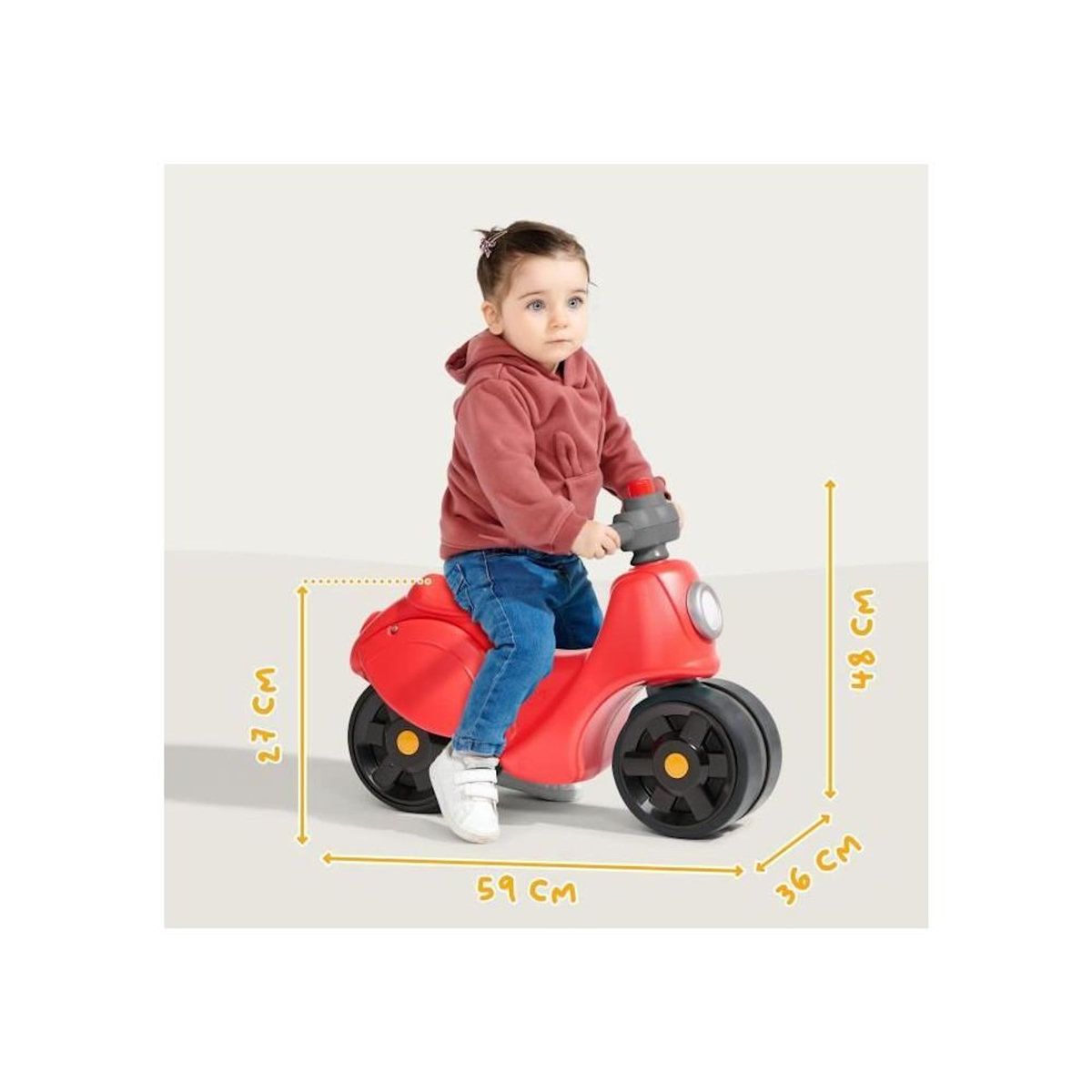 FALK Scooter Strada - FALK - Guidon directionnel avec klaxon - Larges roues sécurisantes - Rouge - 100% Fabriqué en France - Des 12