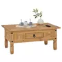IDIMEX Table basse de salon SALSA rectangulaire en bois style mexicain avec 1 tiroir, en pin massif finition teintée/cirée