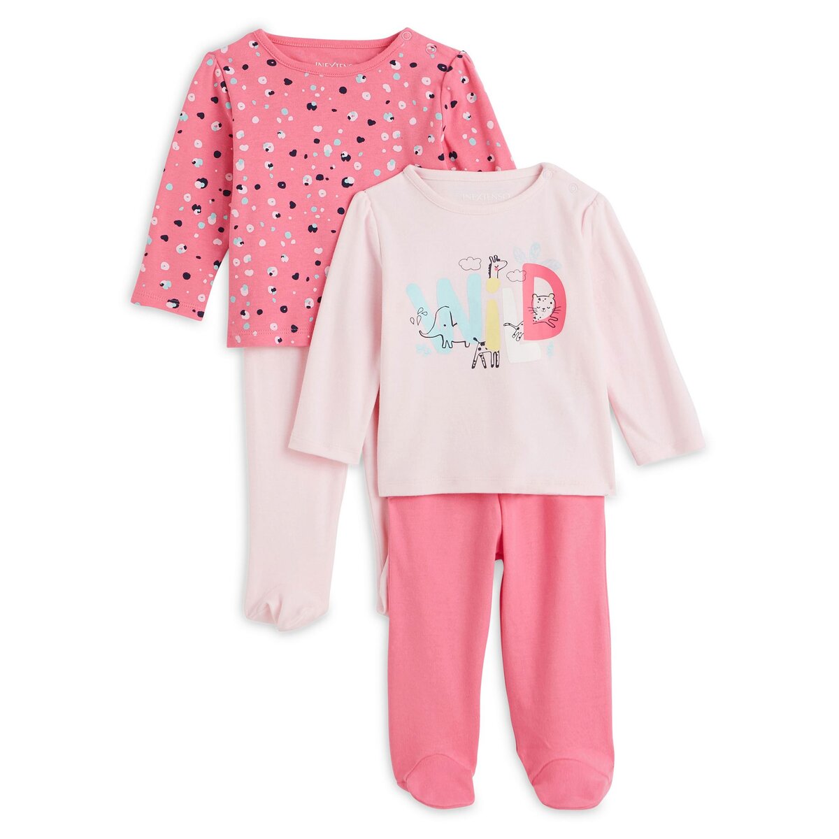 IN EXTENSO Lot de 2 pyjamas bébé fille pas cher 