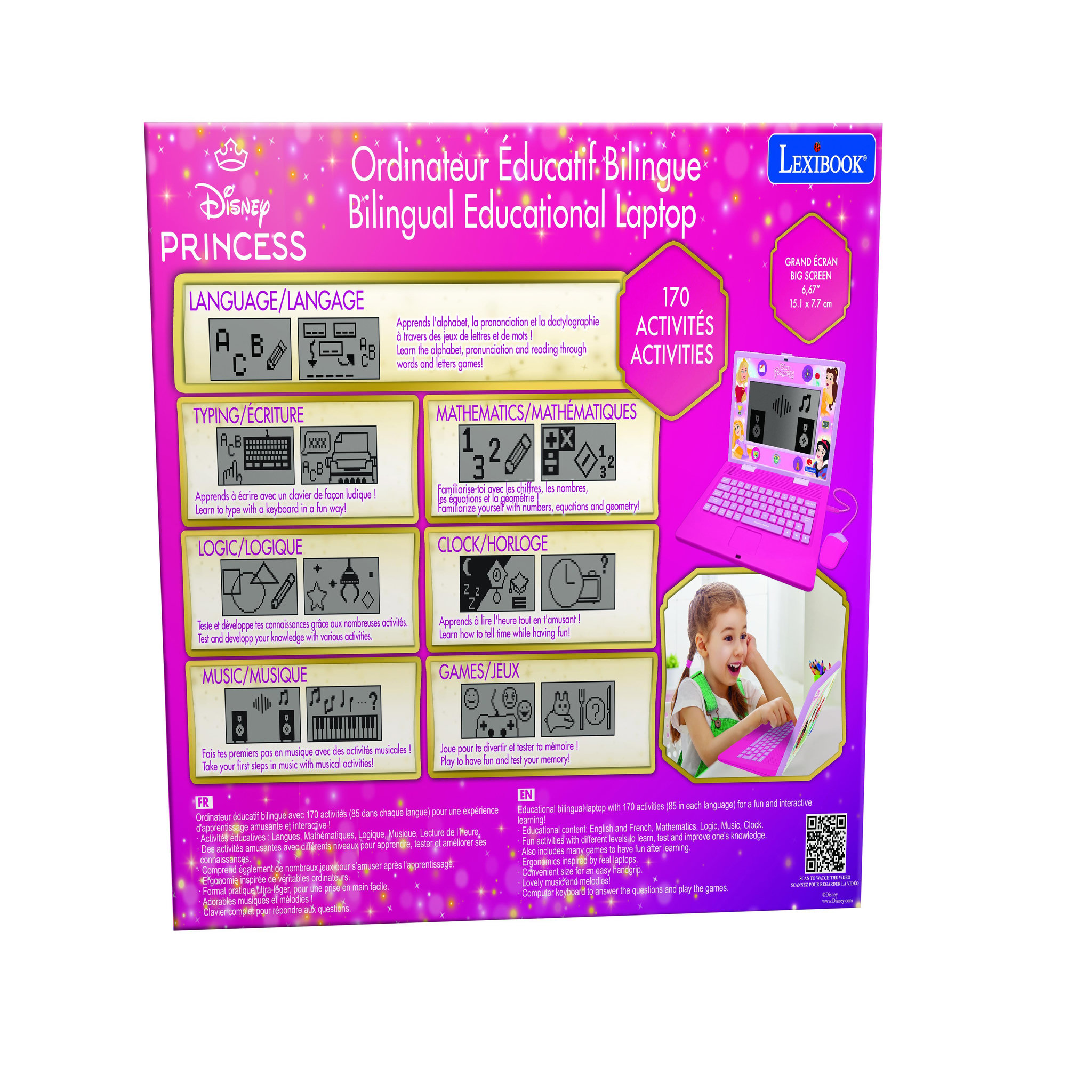 Voir la diapositive 4 : Lexibook Ordinateur portable éducatif bilingue Disney Princesse (FR/EN)