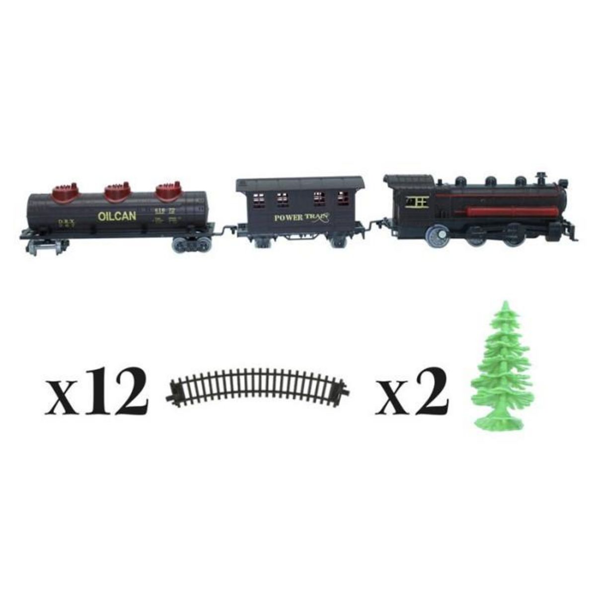 FEERIC LIGHT & CHRISTMAS Train de Noël Électrique  17 Pièces  55cm Gris