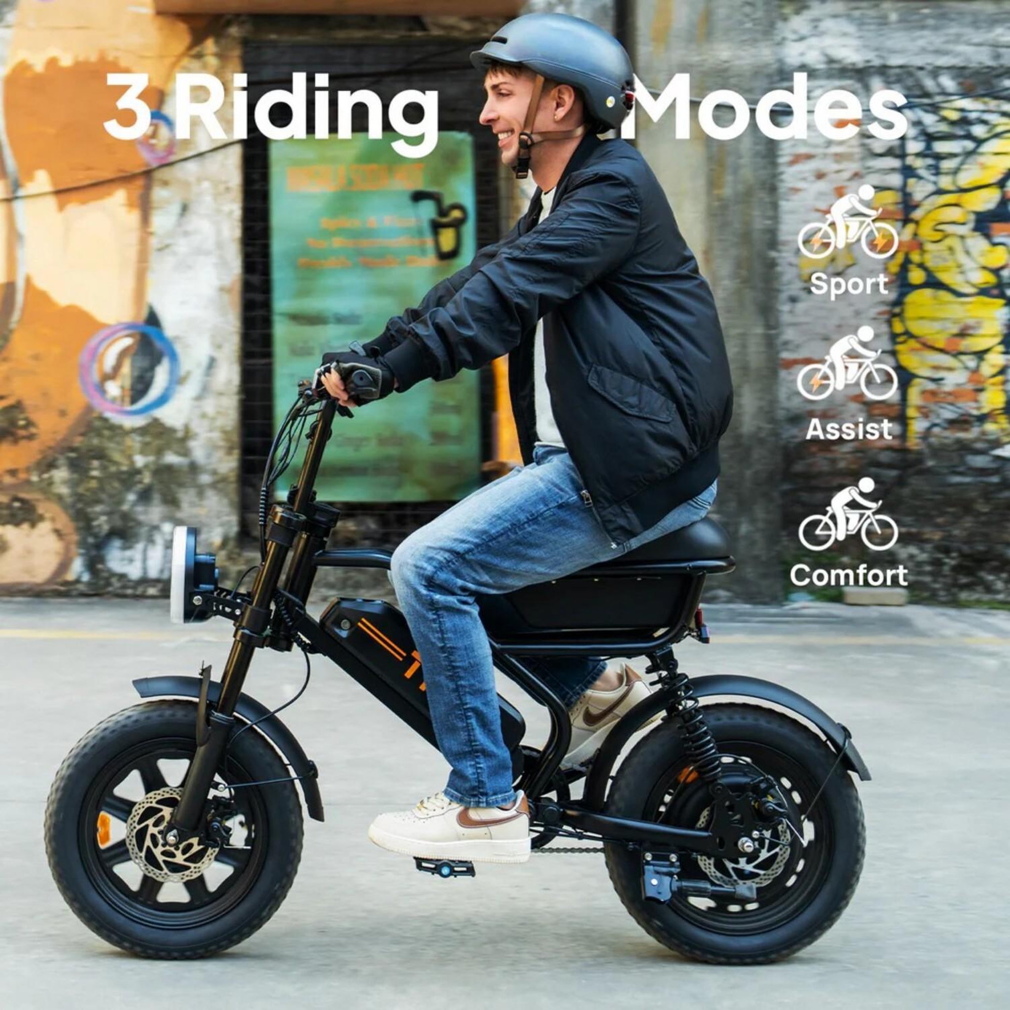 Voir la diapositive 3 : URLIFE Vélo électrique compact urlife t16, fatbike 16 pouces, coffre de rangement sur la selle