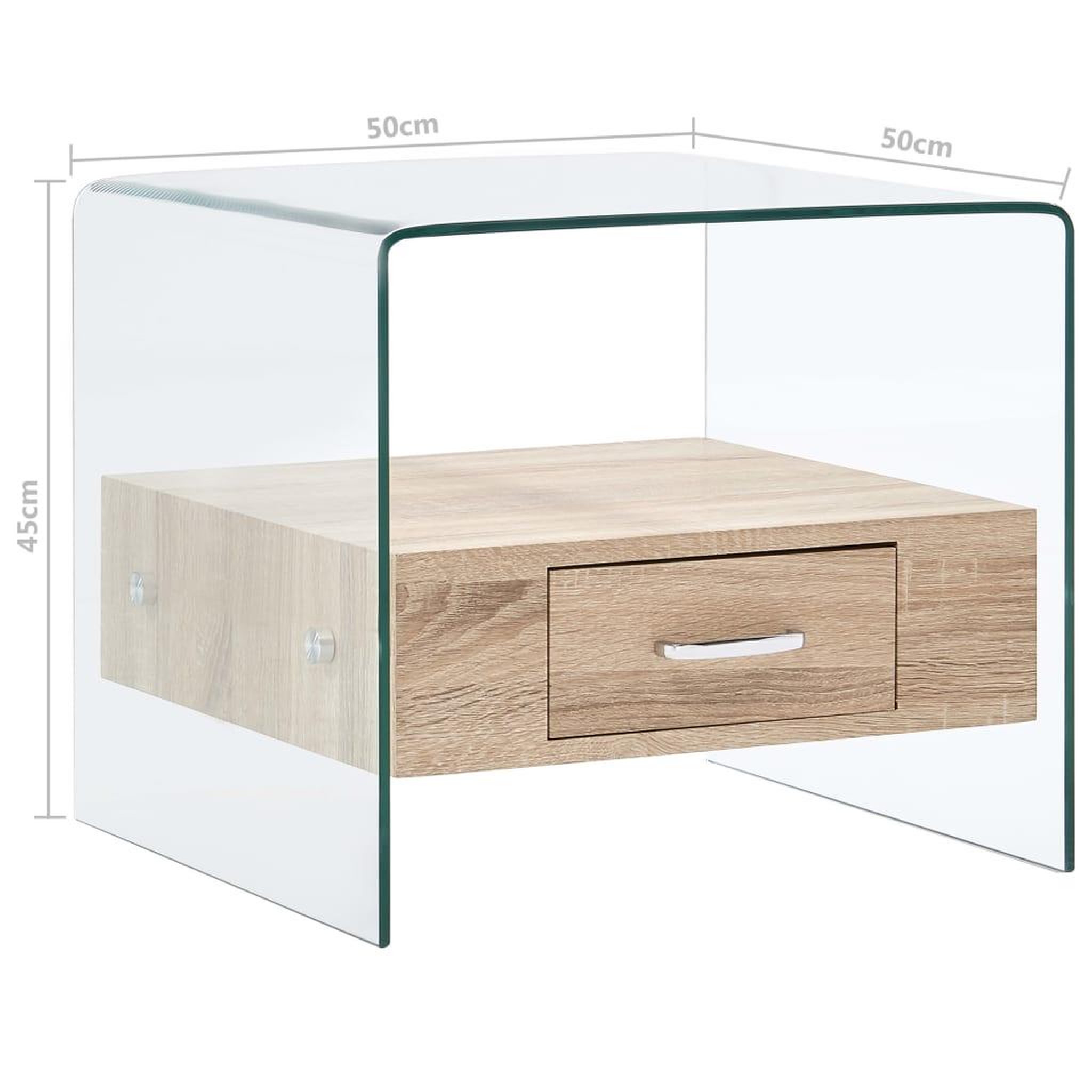 Voir la diapositive 6 : VIDAXL Table basse avec tiroir 50x50x45 cm verre trempe