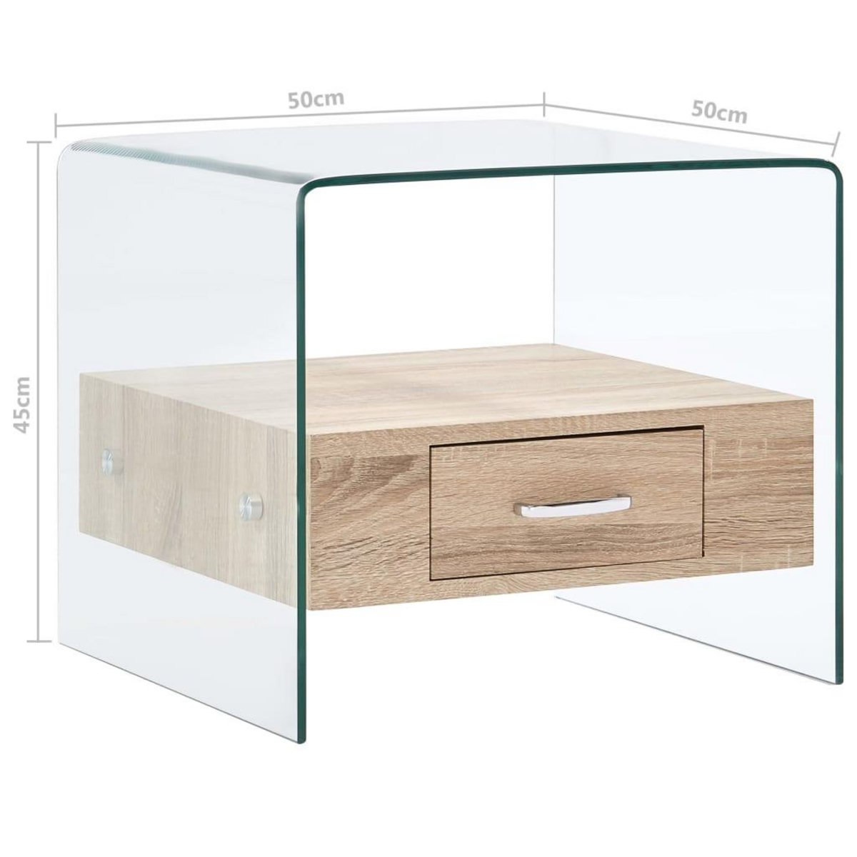 VIDAXL Table basse avec tiroir 50x50x45 cm Verre trempe