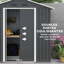 Voir la diapositive 6 : OUTSUNNY Abri de jardin - remise pour outils - cabanon porte verrouillable - dim. 194L x 110l x 184H cm - tôle d'acier anthracite