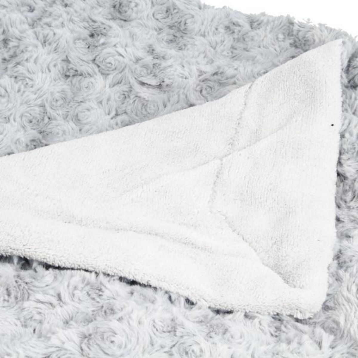 ATMOSPHERA Plaid Imitation Fourrure  Bouclée  120x160cm Gris Clair