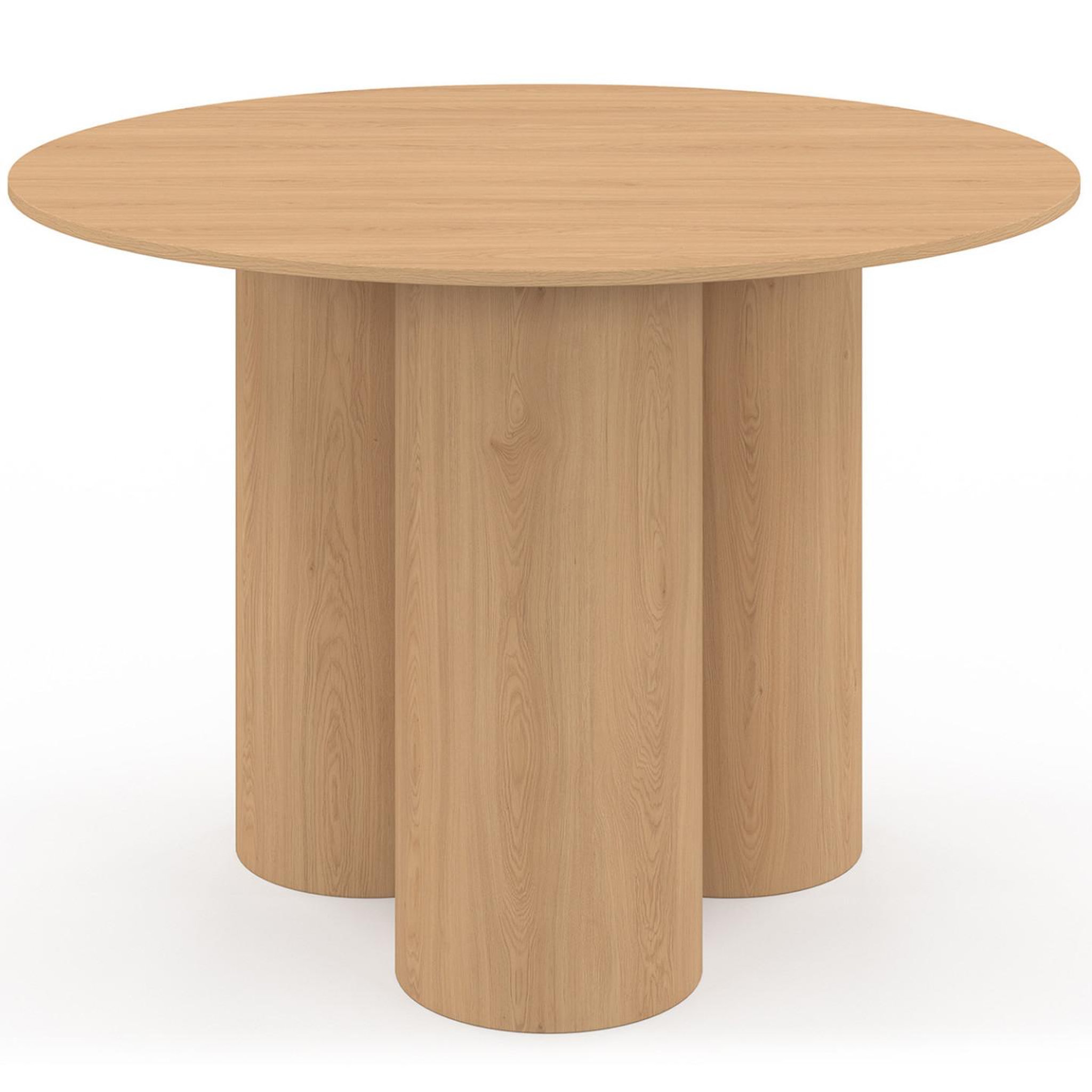 Voir la diapositive 3 : ID MARKET Table à manger ronde eloise pied central cylindrique 6 personnes hêtre 110 cm