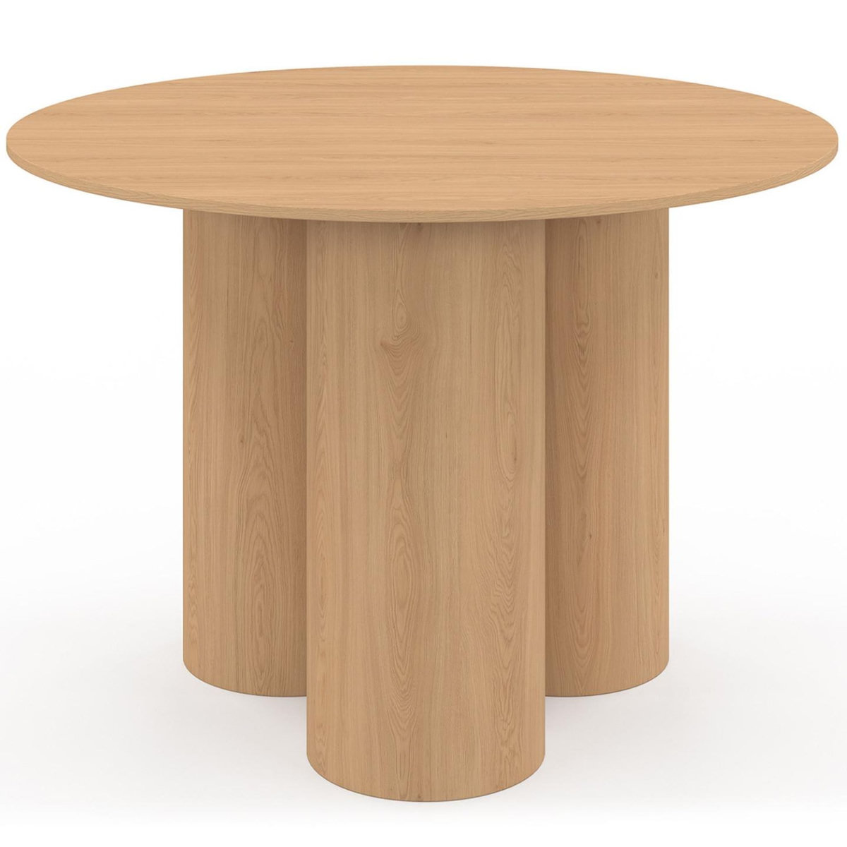 ID MARKET Table à manger ronde ELOISE pied central cylindrique 6 personnes hêtre 110 cm