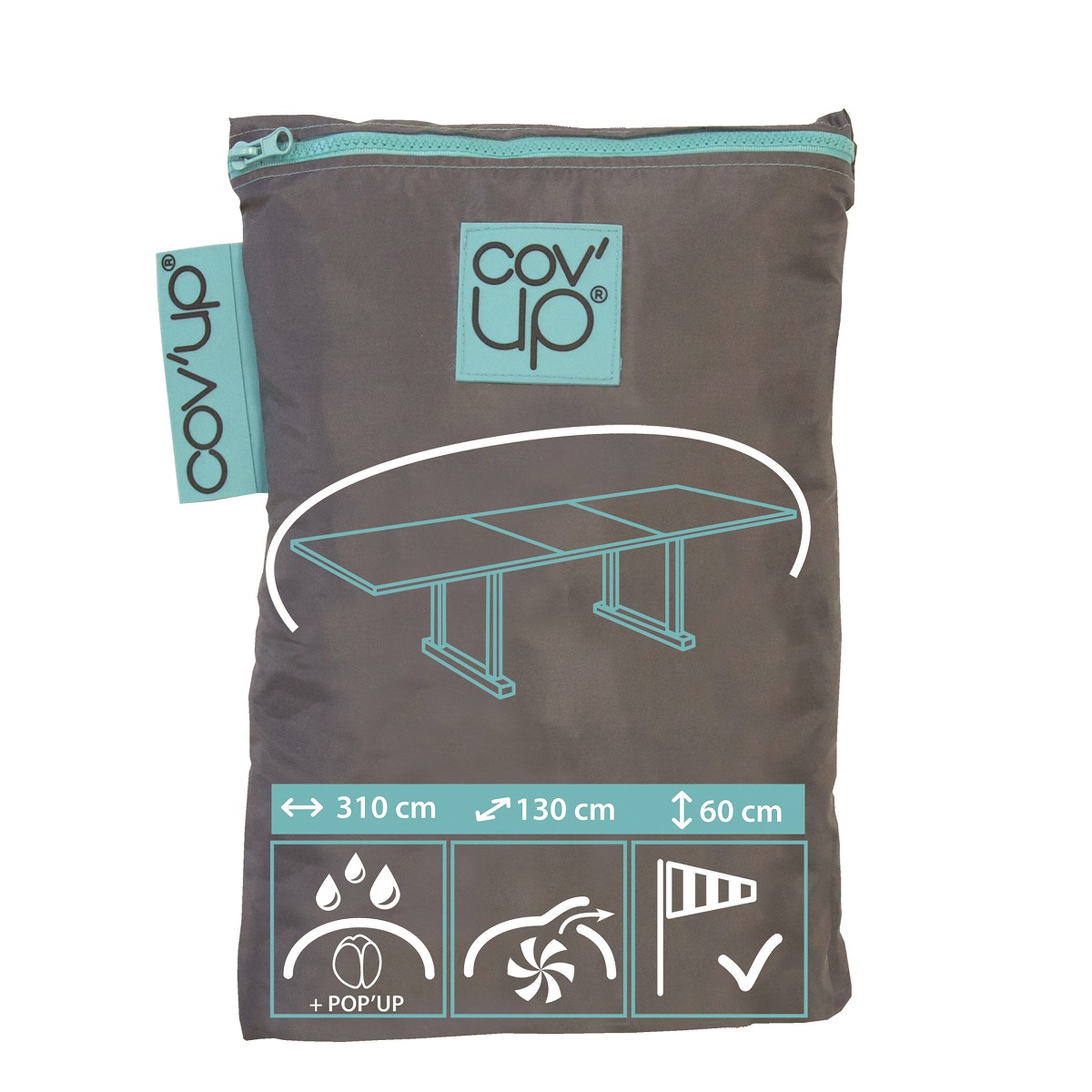 Voir la diapositive 5 : Housse URBAN 310x130x60cm polyester pour table de jardin