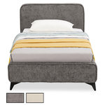 IDIMEX Lit simple LEVERDA 90 x 190 cm, revêtement en tissu. Coloris disponibles : Gris