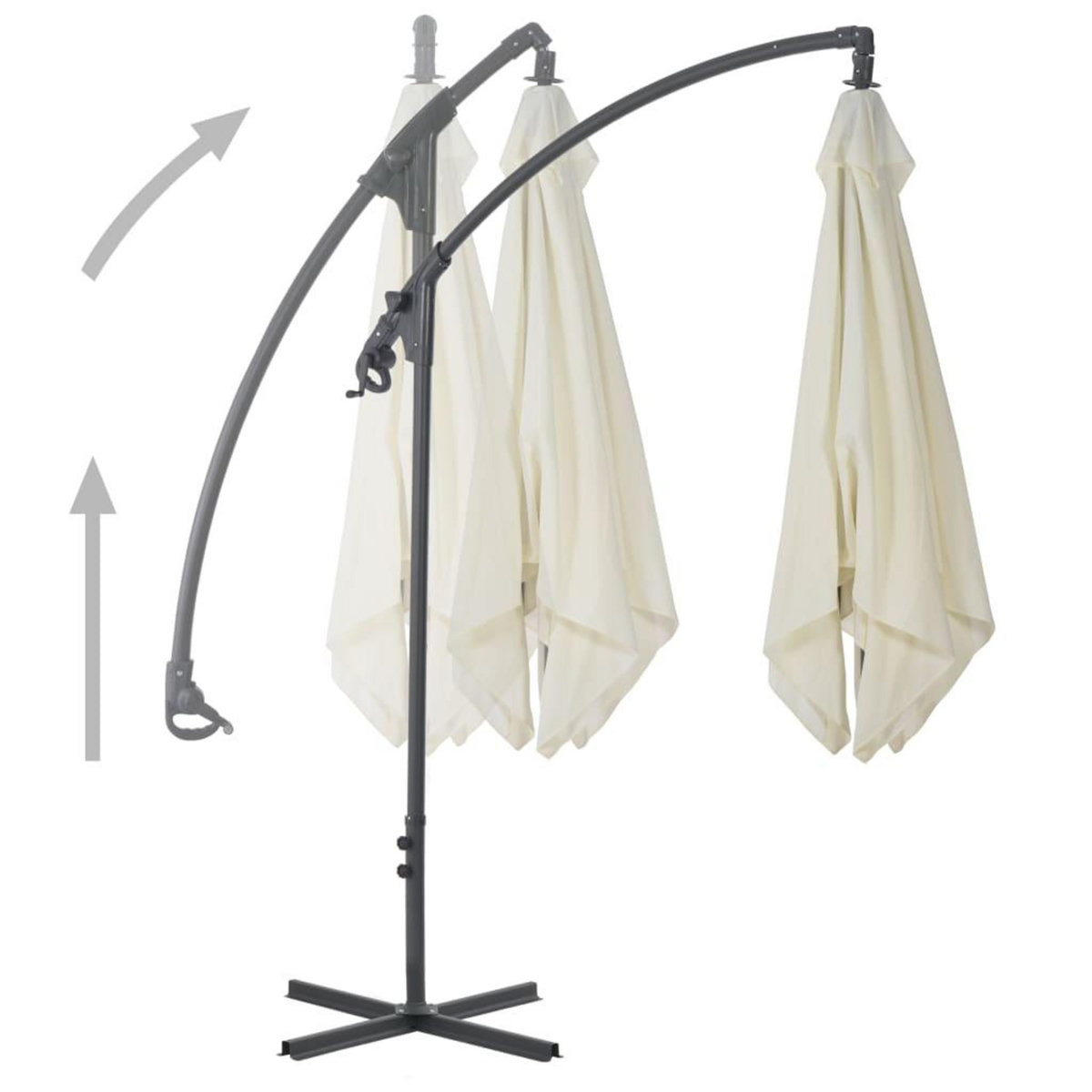 VIDAXL Parasol de jardin en porte-a-faux avec poteau en acier sable