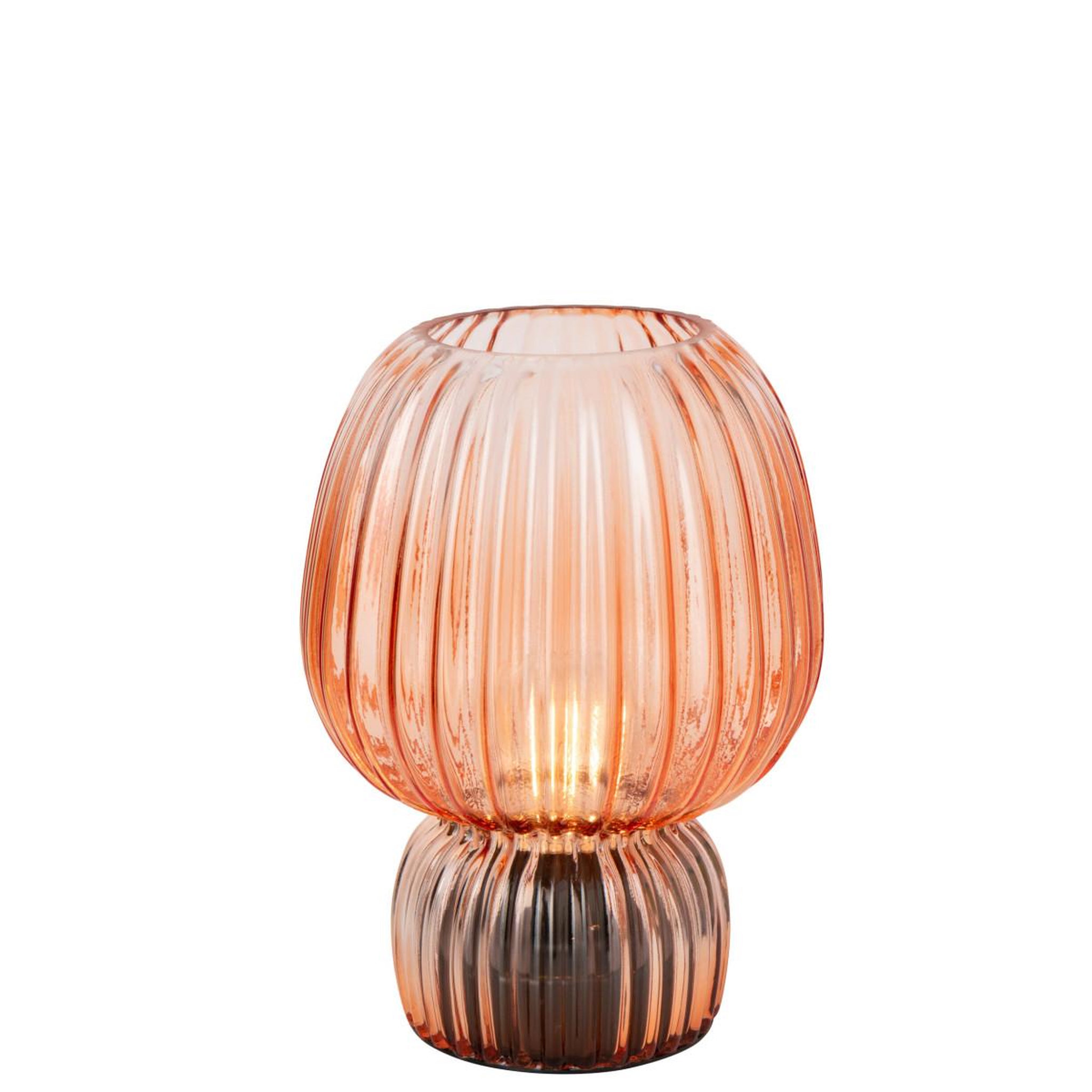 Voir la diapositive 2 : J-LINE Lampe à poser sans fil en verre  aura  21cm orange