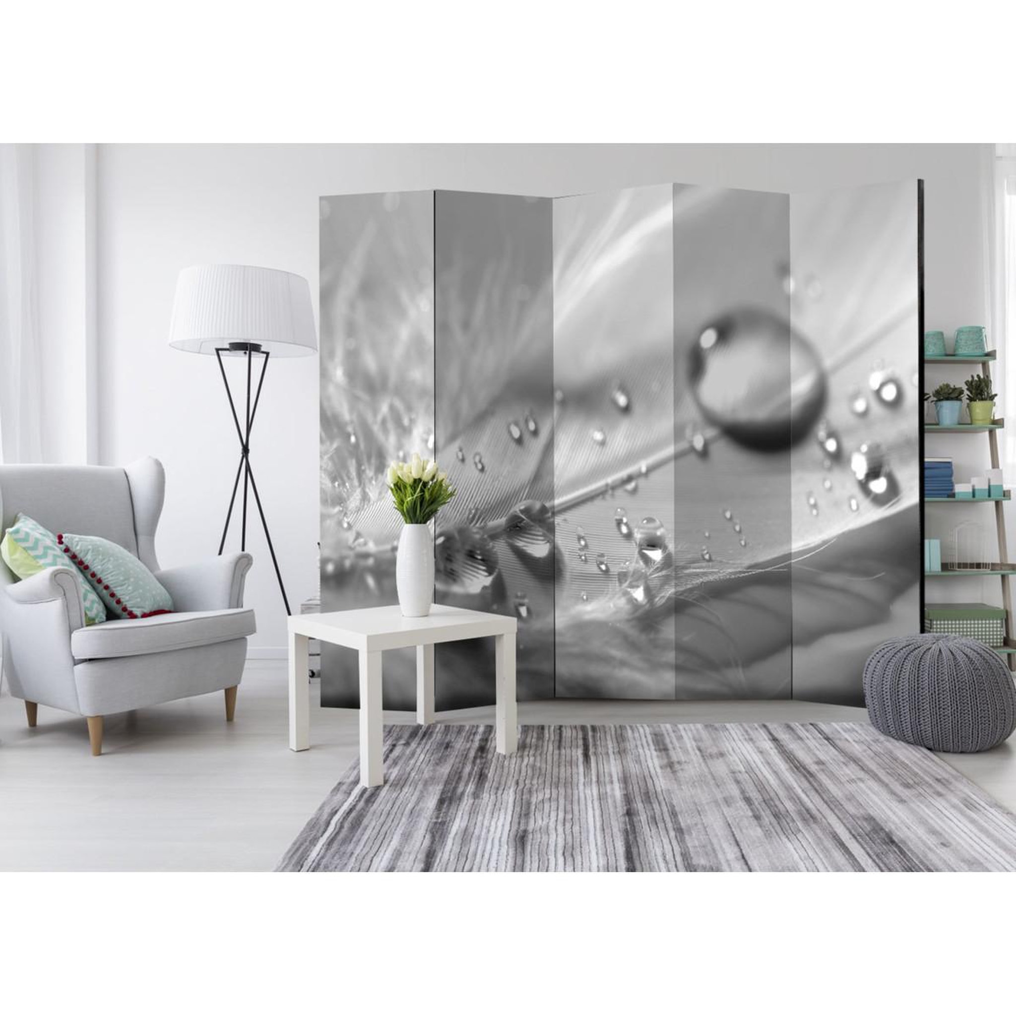 Voir la diapositive 2 : Paris Prix Paravent 5 volets  grey feather  172x225cm