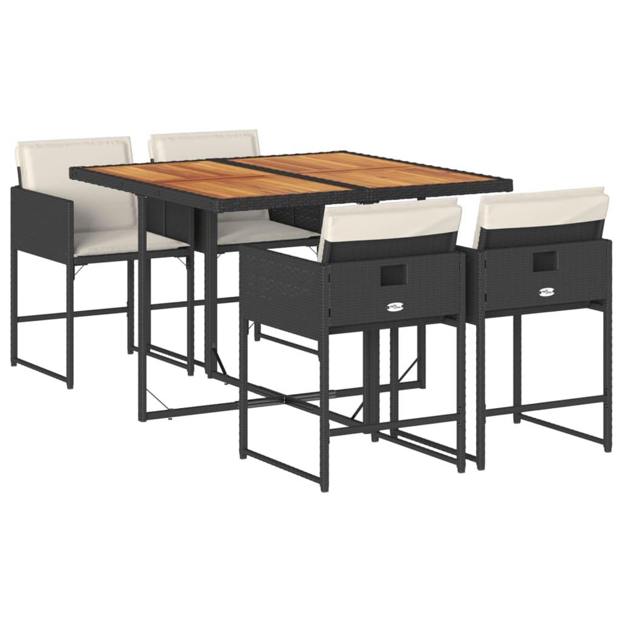 Voir la diapositive 2 : VIDAXL Ensemble a manger de jardin coussins 5pcs Noir Resine tressee