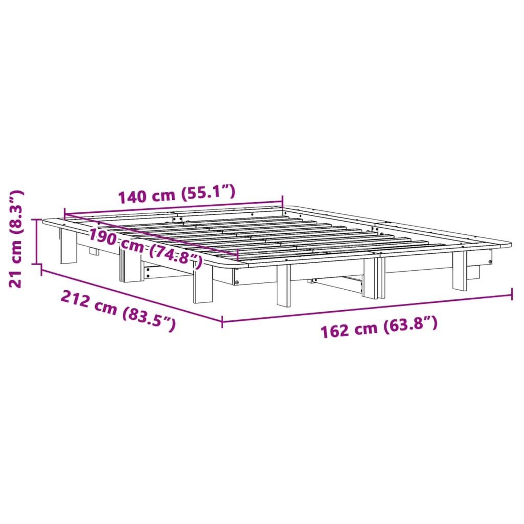 Voir la diapositive 6 : VIDAXL Cadre de lit sans matelas blanc 140x190 cm bois de pin massif