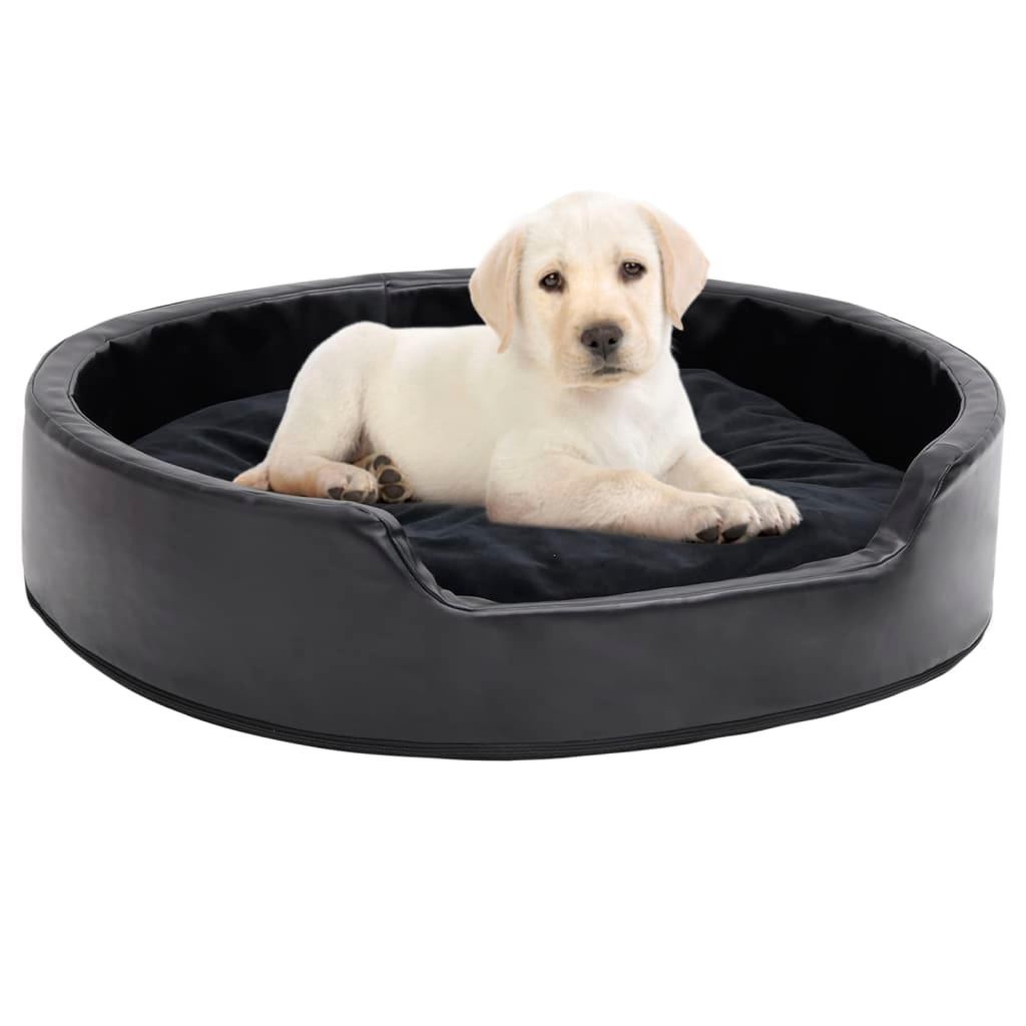 VIDAXL Lit pour chiens Noir 79x70x19 cm Peluche et similicuir