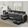 Voir la diapositive 2 : Habitat et Jardin Canapé d'angle panoramique convertible en tissu  Victor  - 4 places - Noir