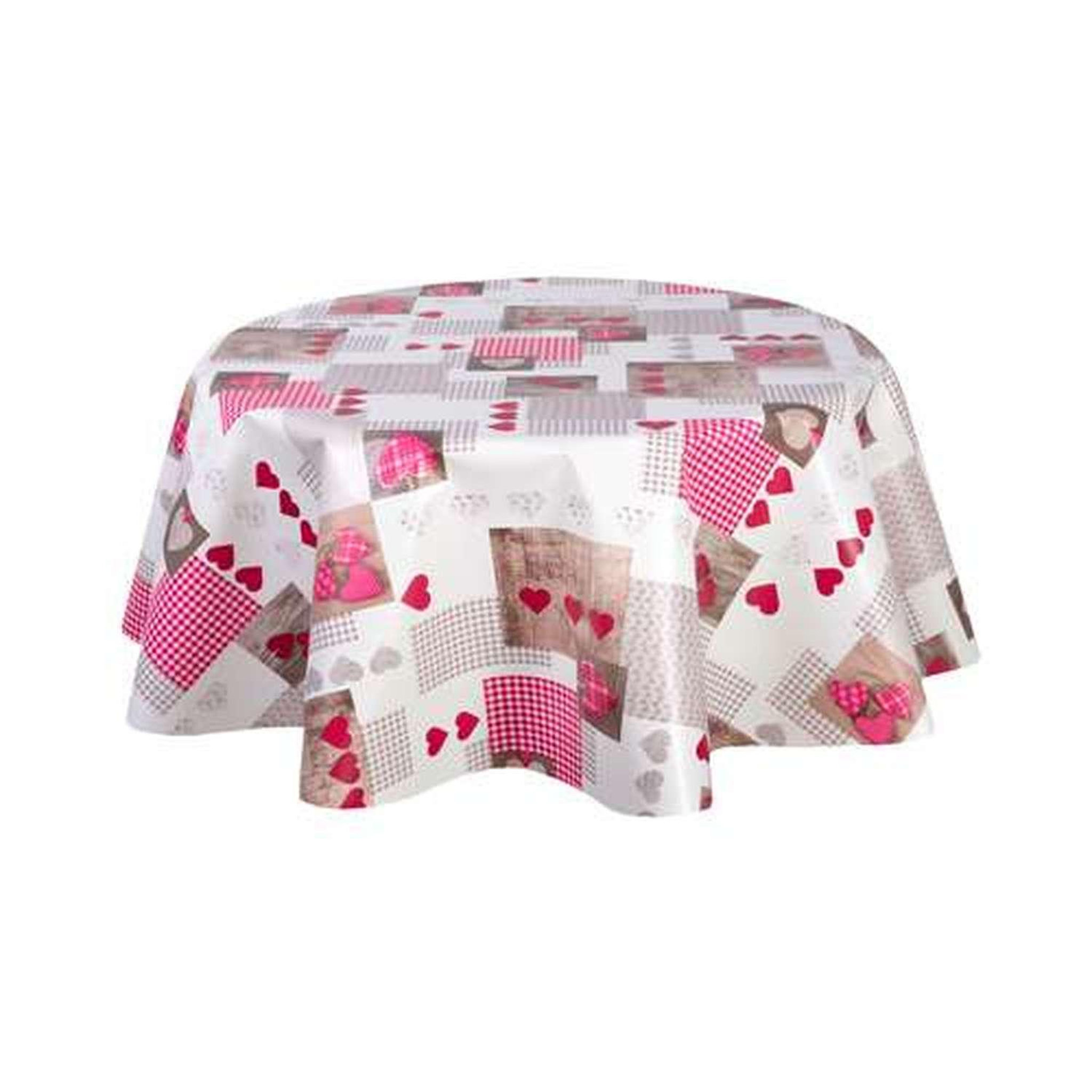 TOILINUX Nappe en toile cirée ronde Aspen - Diam. 150 cm - Rouge