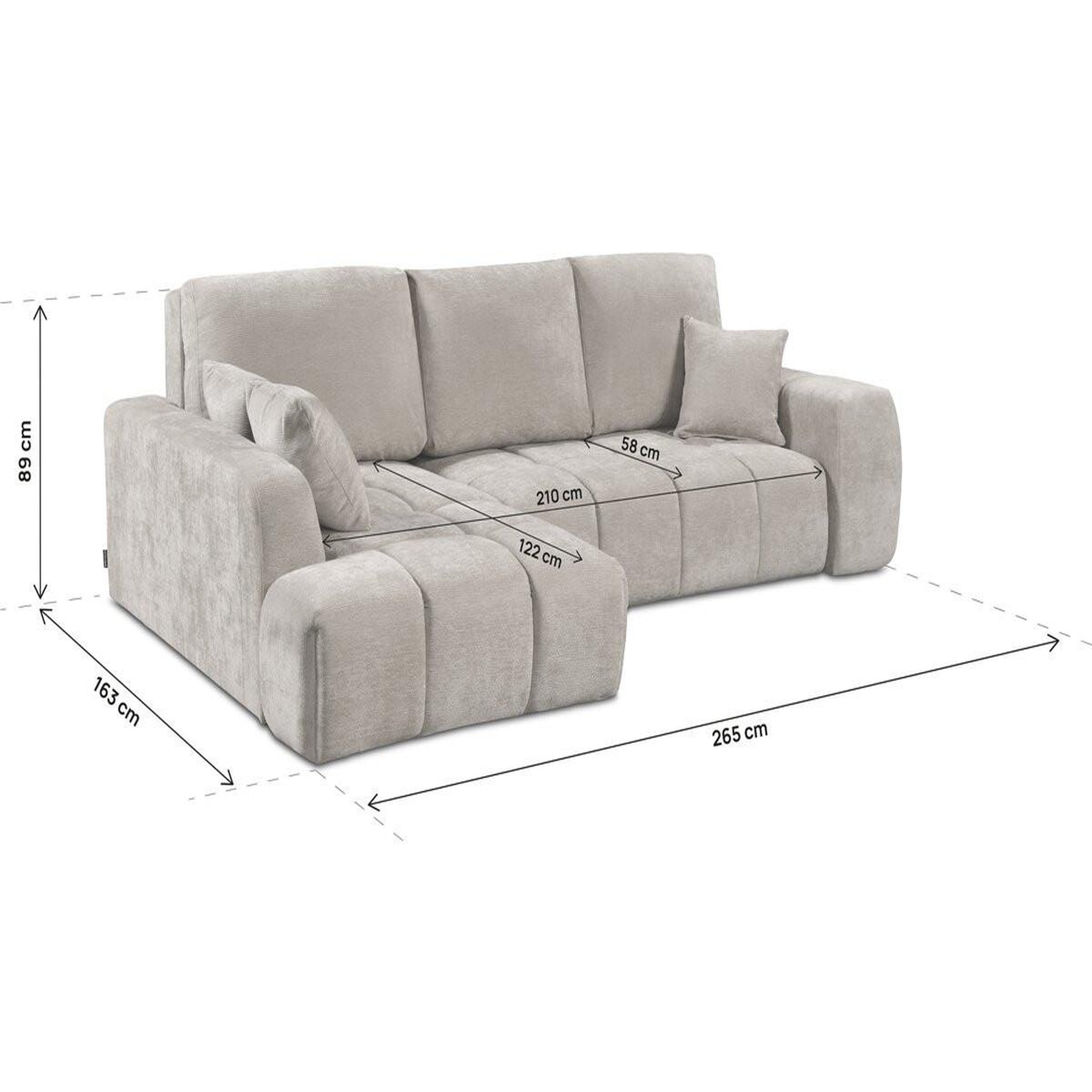 Voir la diapositive 4 : Habitat et Jardin Canapé d'angle gauche convertible en tissu chenille  verneuil  - 3 places - beige