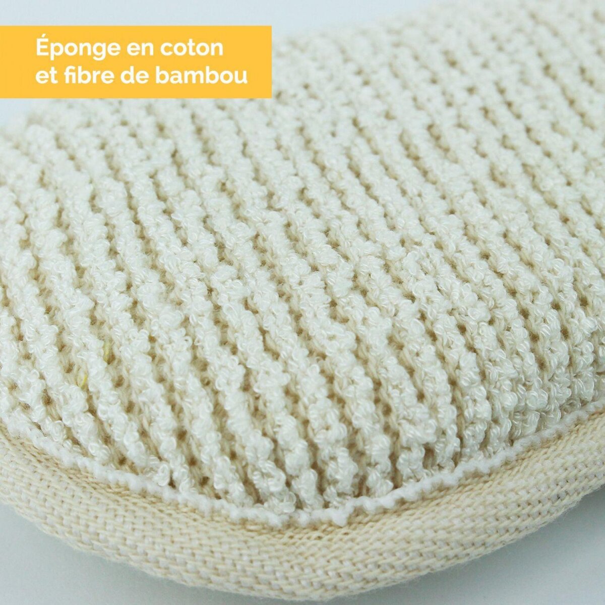 VIVEZEN Éponge exfoliante et nettoyante en fibre de bambou double face 16 x 10 x 3 cm