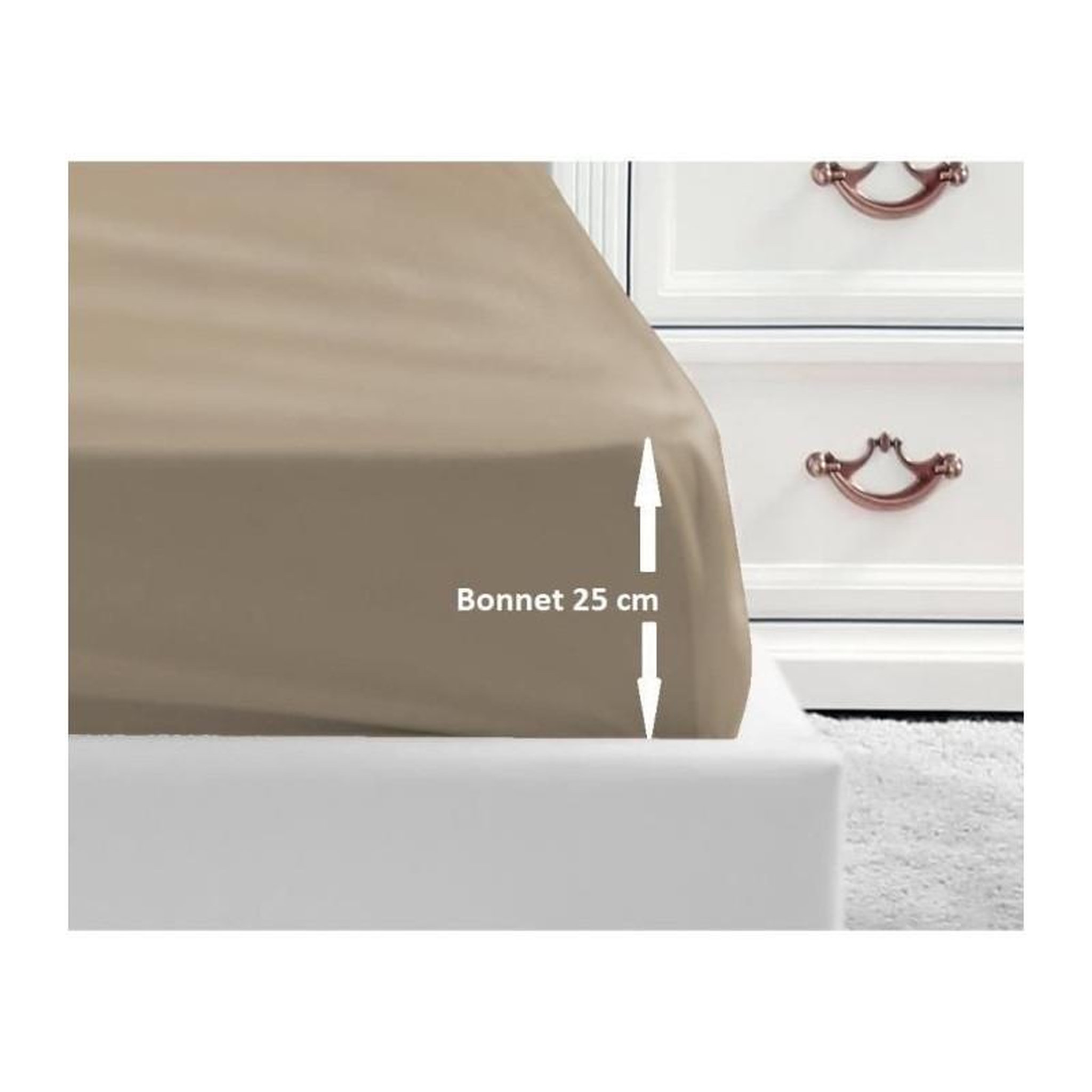 LOVELY HOME LOVELY HOME Drap Housse 100% coton 140x190x25 cm beige