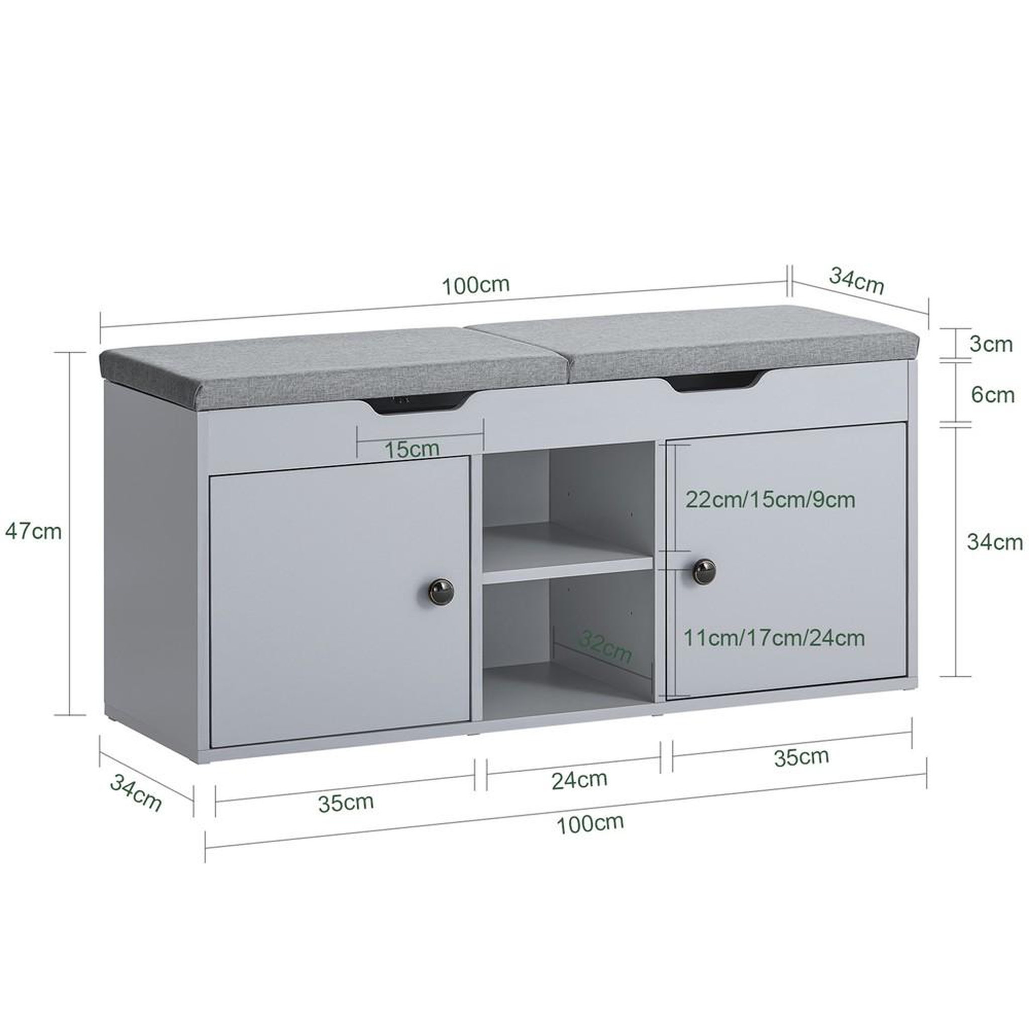 Voir la diapositive 3 : SOBUY SoBuy - Banc de rangement à chaussures avec 2 tiroirs - Moderne - FSR96