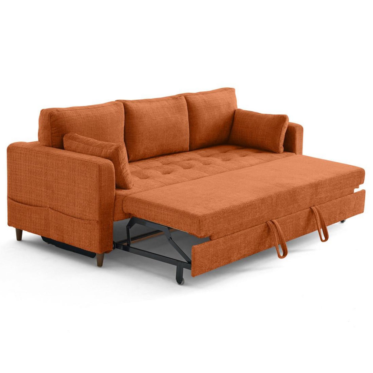 LISA DESIGN Anna - canapé droit 3 places convertible avec poche en velours texturé