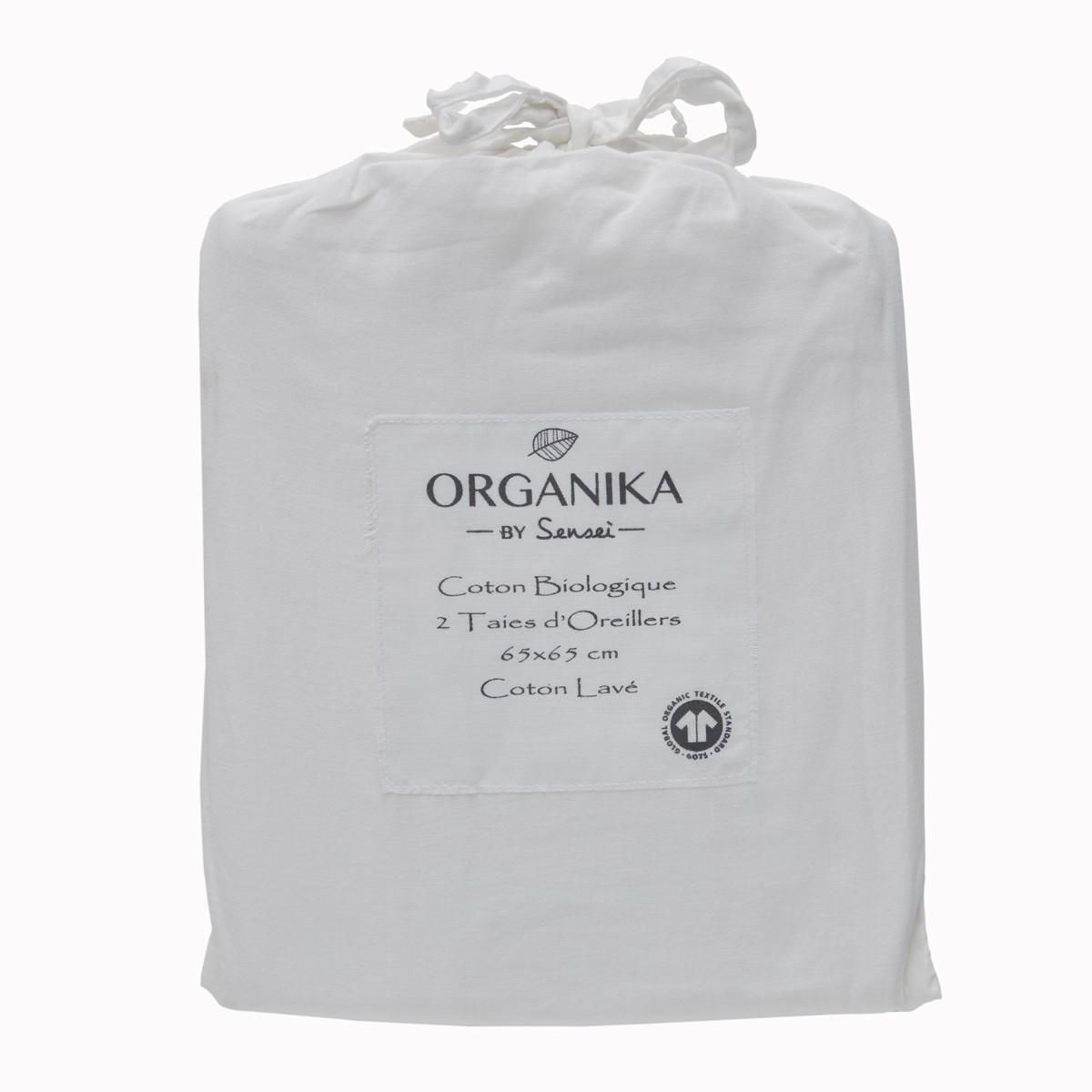 Sensei Maison Lot de 2 taies d'oreiller en coton lavé biologique ORGANIKA