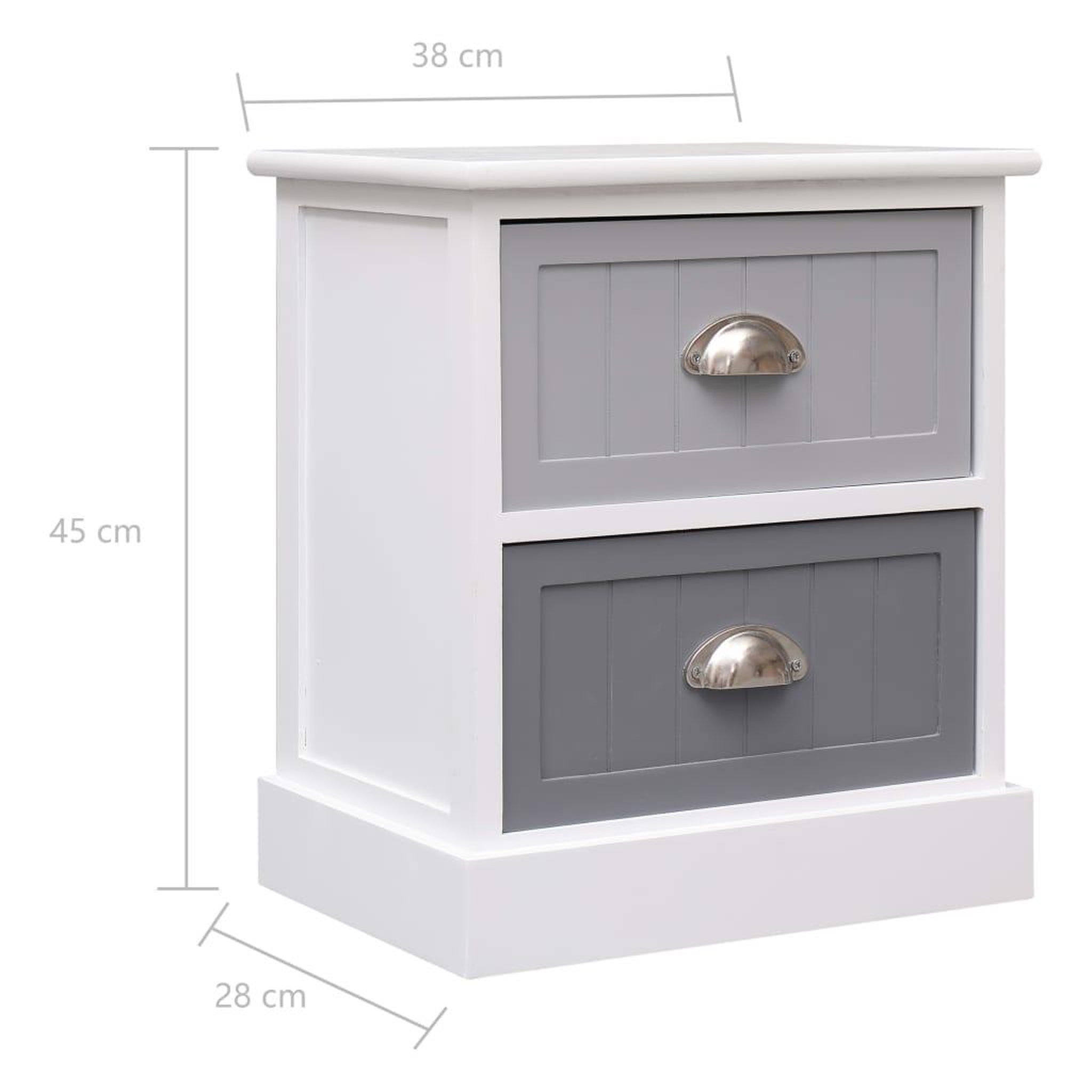 Voir la diapositive 6 : VIDAXL Table de chevet Gris 38x28x45 cm Bois de Paulownia
