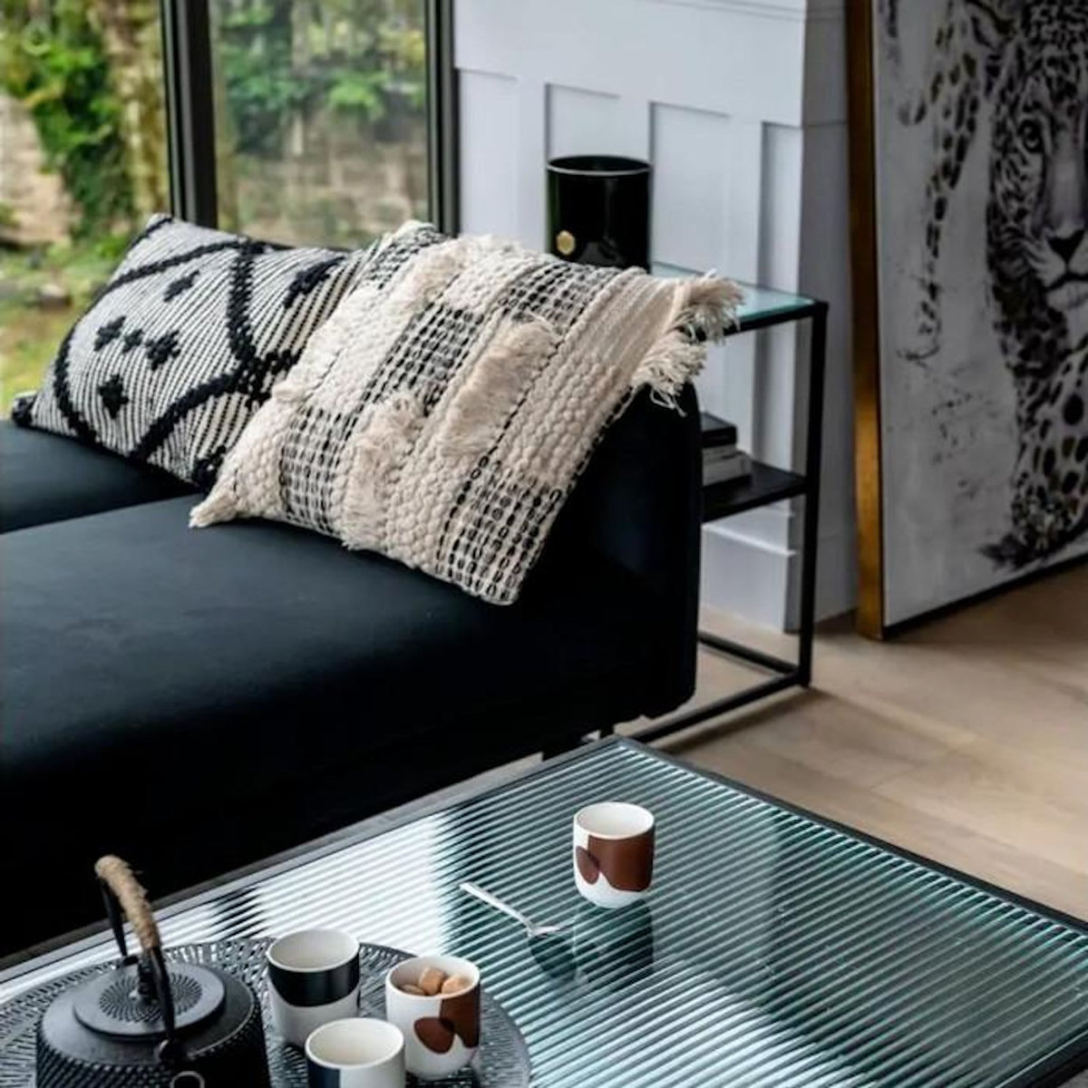 ATMOSPHERA Coussin Déco 3D  Nœud  45x45cm Noir & Blanc