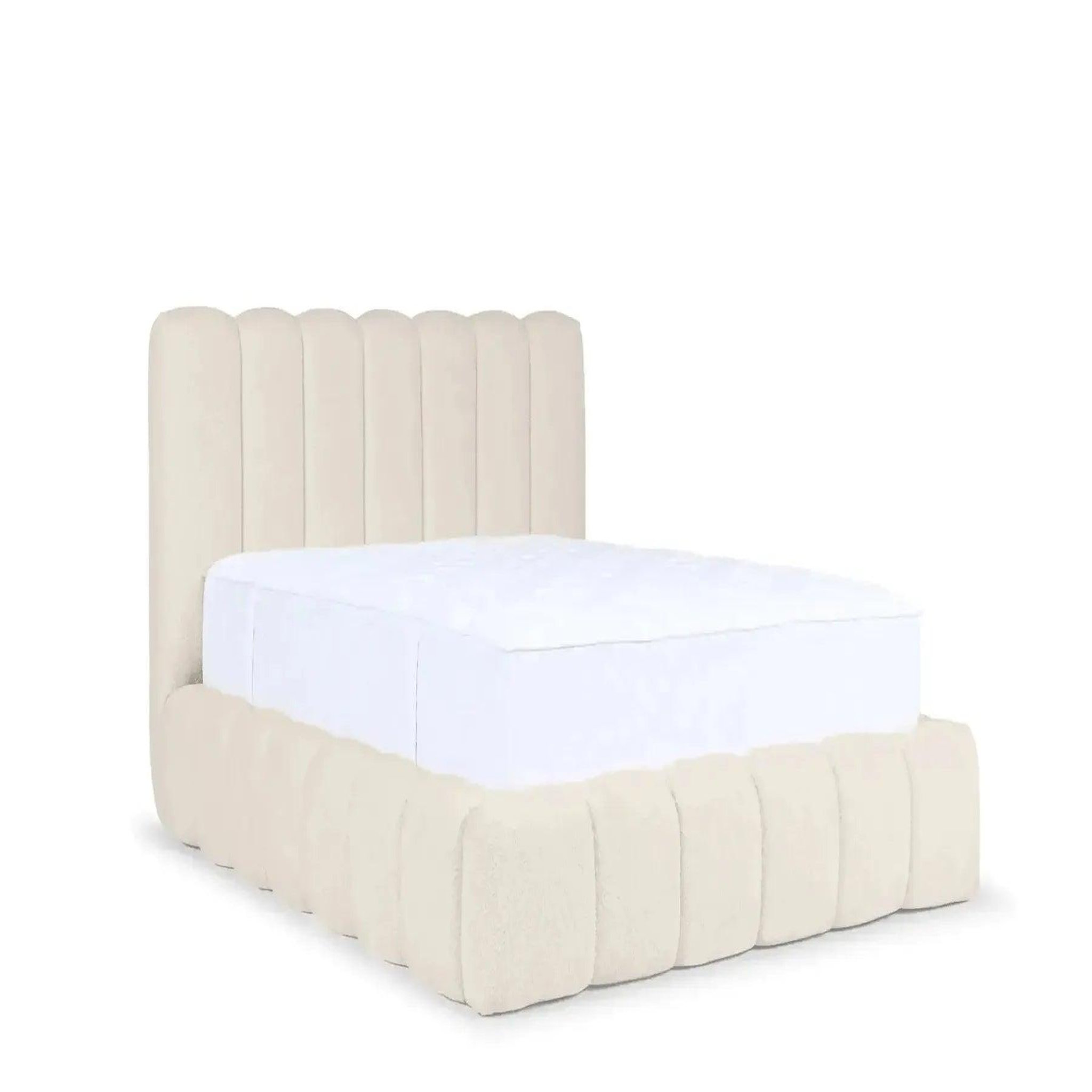 CASANOVA PARIS Garance - lit coffre tissu chenille. Coloris disponibles : Blanc, Bleu, Rose, Gris, Vert, Beige