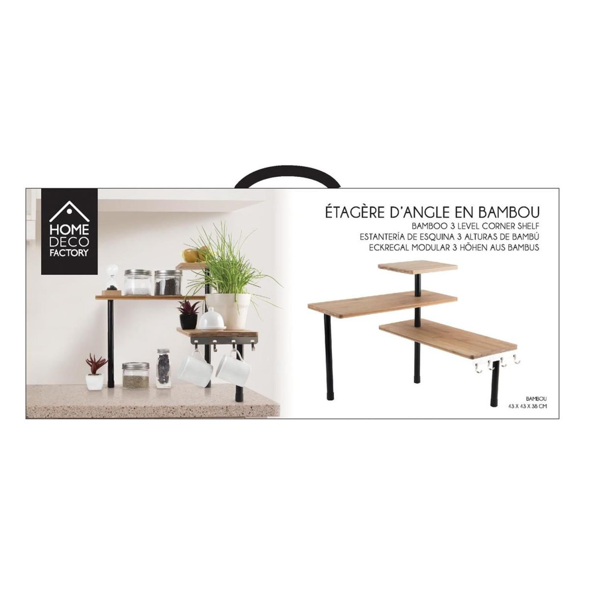 Voir la diapositive 3 : COOK CONCEPT Étagère d'Angle Modulable  3 Niveaux  43cm Naturel