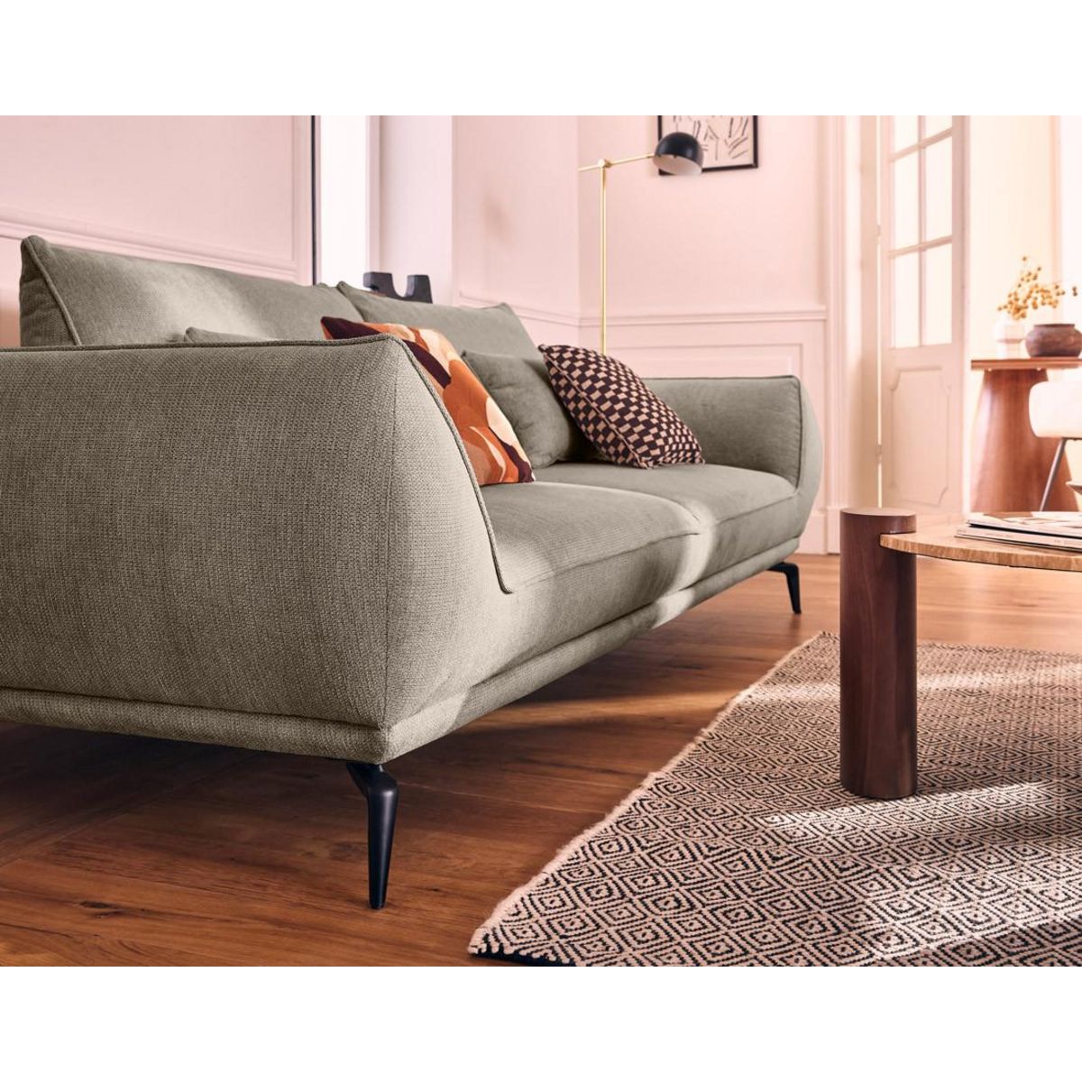 LISA DESIGN Arica - canapé droit 3 places convertible en tissu texturé