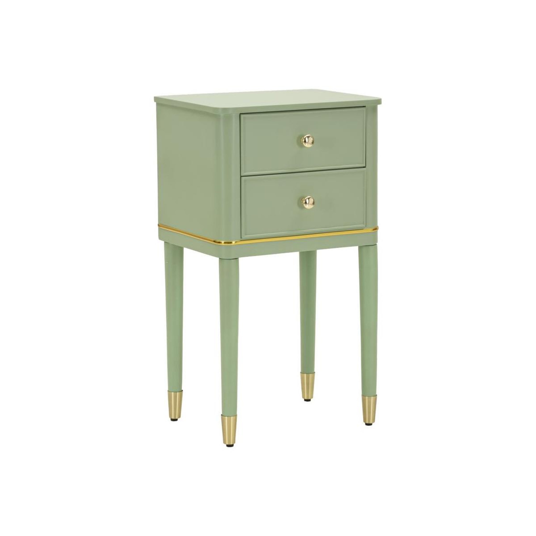 Paris Prix Table de chevet 2 tiroirs  camille  71cm vert & or