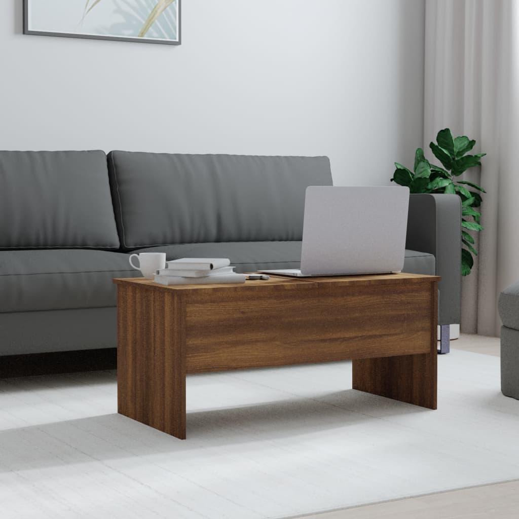 Voir la diapositive 3 : VIDAXL Table basse Chene marron 102x50,5x46,5 cm Bois d'ingenierie