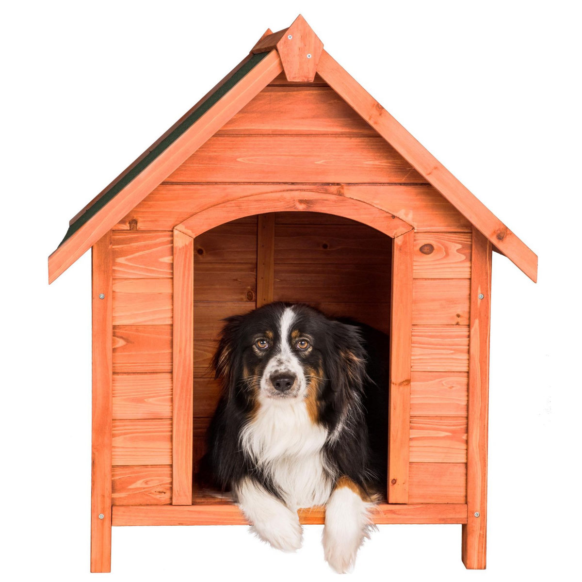 tectake Niche pour chien en bois lasuré marron