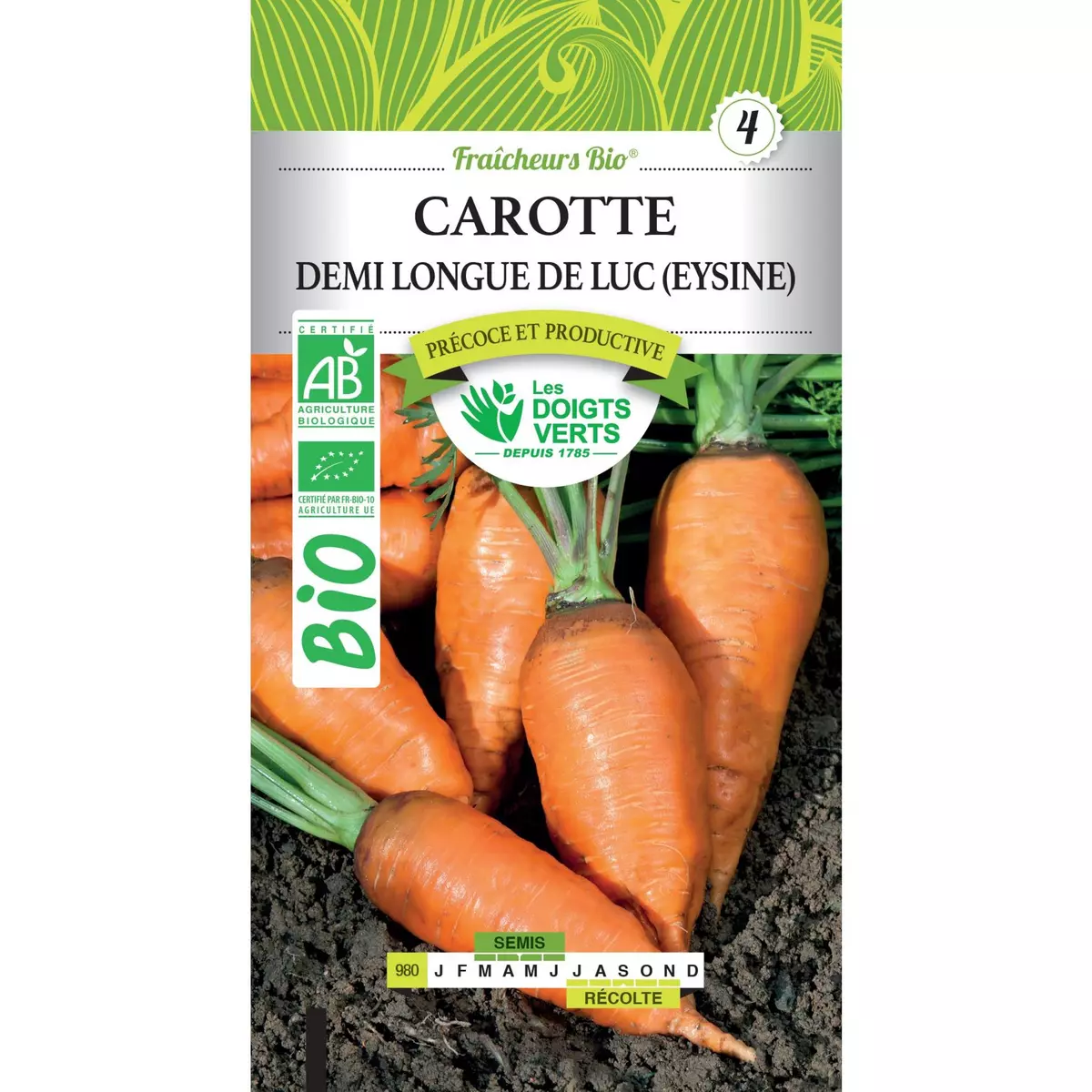 LES DOIGTS VERTS Graines carotte demi longue  Eysines  BIO Les Doigts Verts