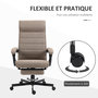 Voir la diapositive 6 : VINSETTO Chaise de bureau manager ergonomique inclinable réglable repose-pied rétractable tissu marron