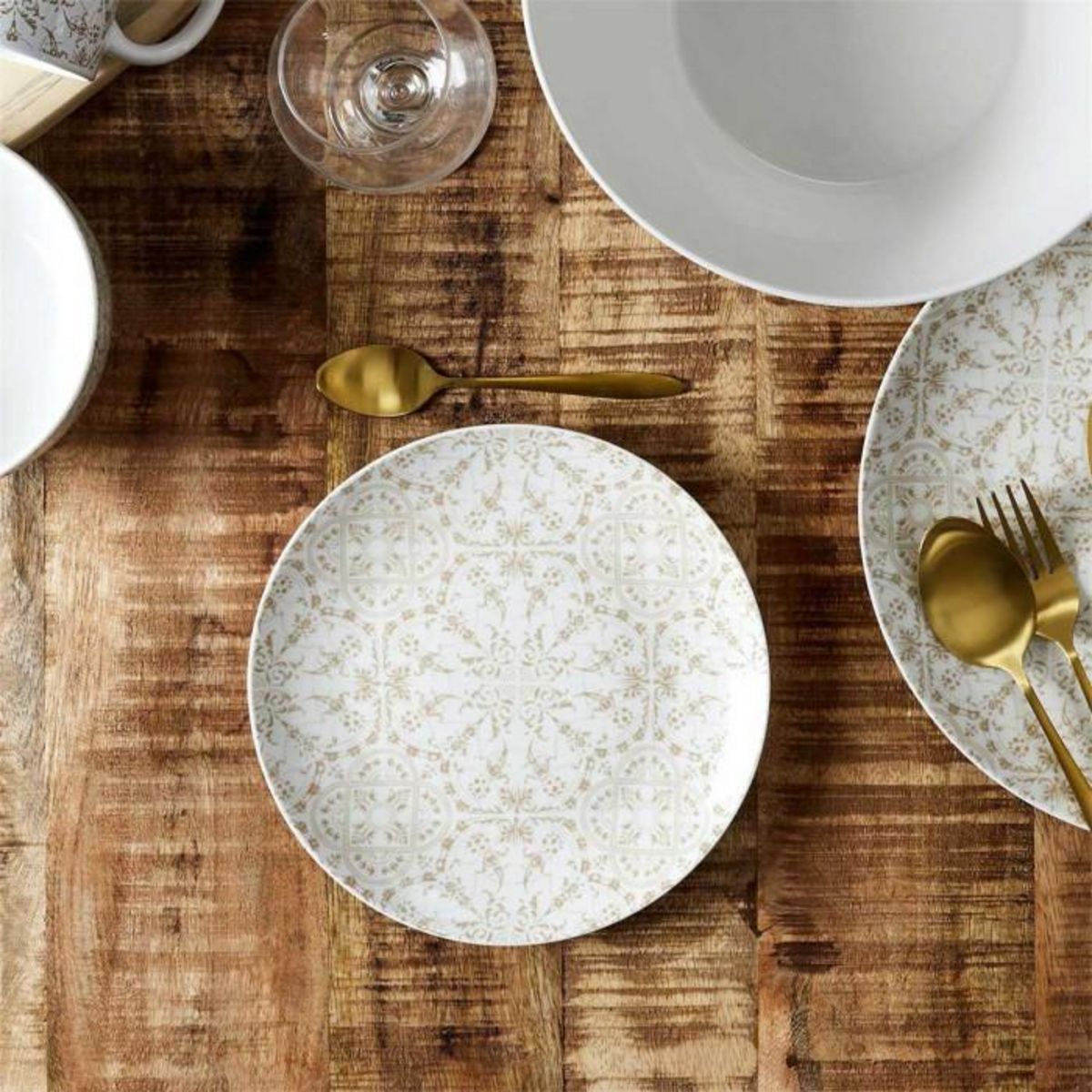 Paris Prix Lot de 6 Assiettes à Dessert  Faience  19cm Blanc