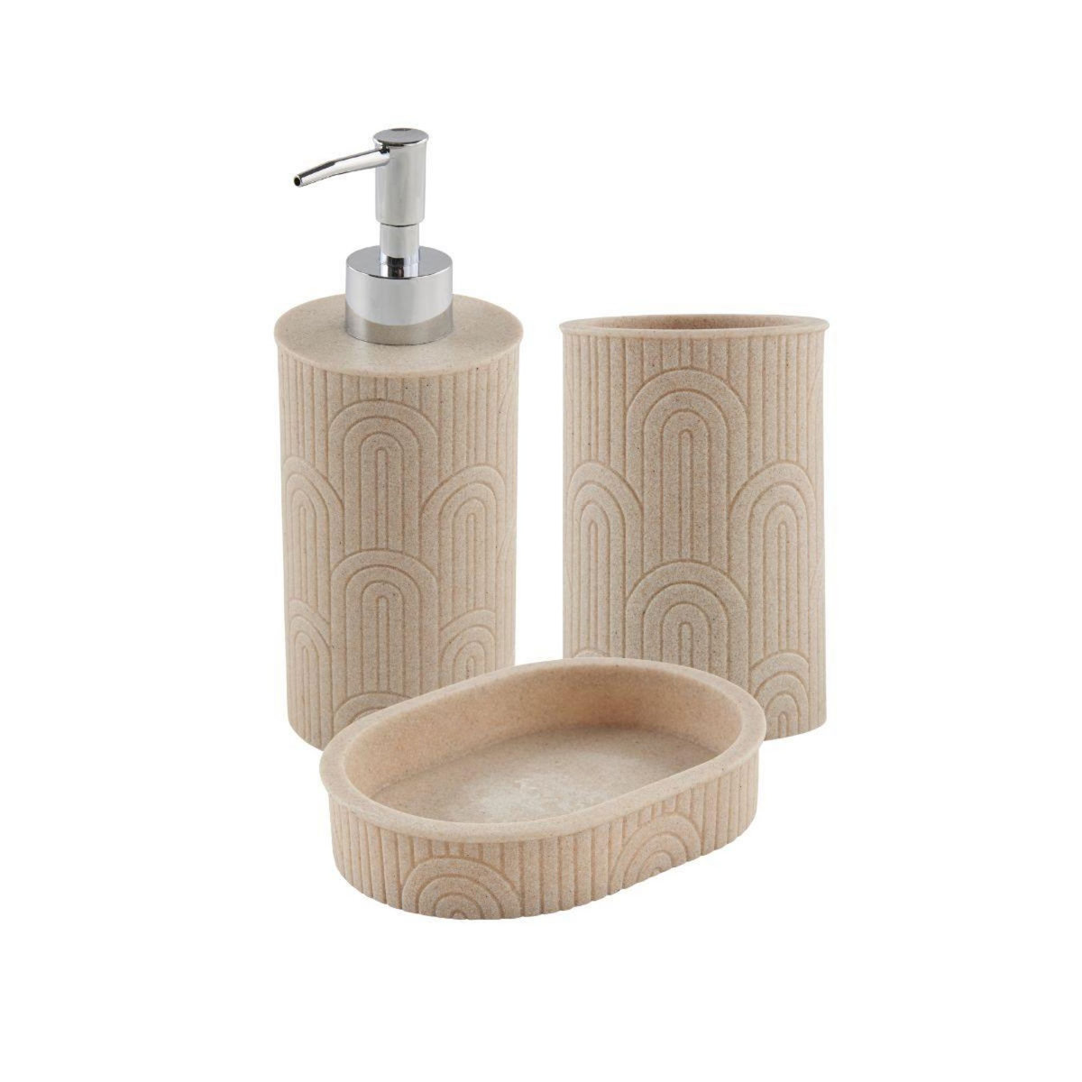 GUY LEVASSEUR Set salle de bain arche 3 pièces polyrésine beige