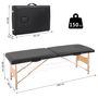 Voir la diapositive 3 : HOMCOM Table de massage pliante lit table de beauté 2 zones portable sac de tranport inclus hauteur réglable dim. 186L x 60l x 58-81H cm bois massif revêtement synthétique noir