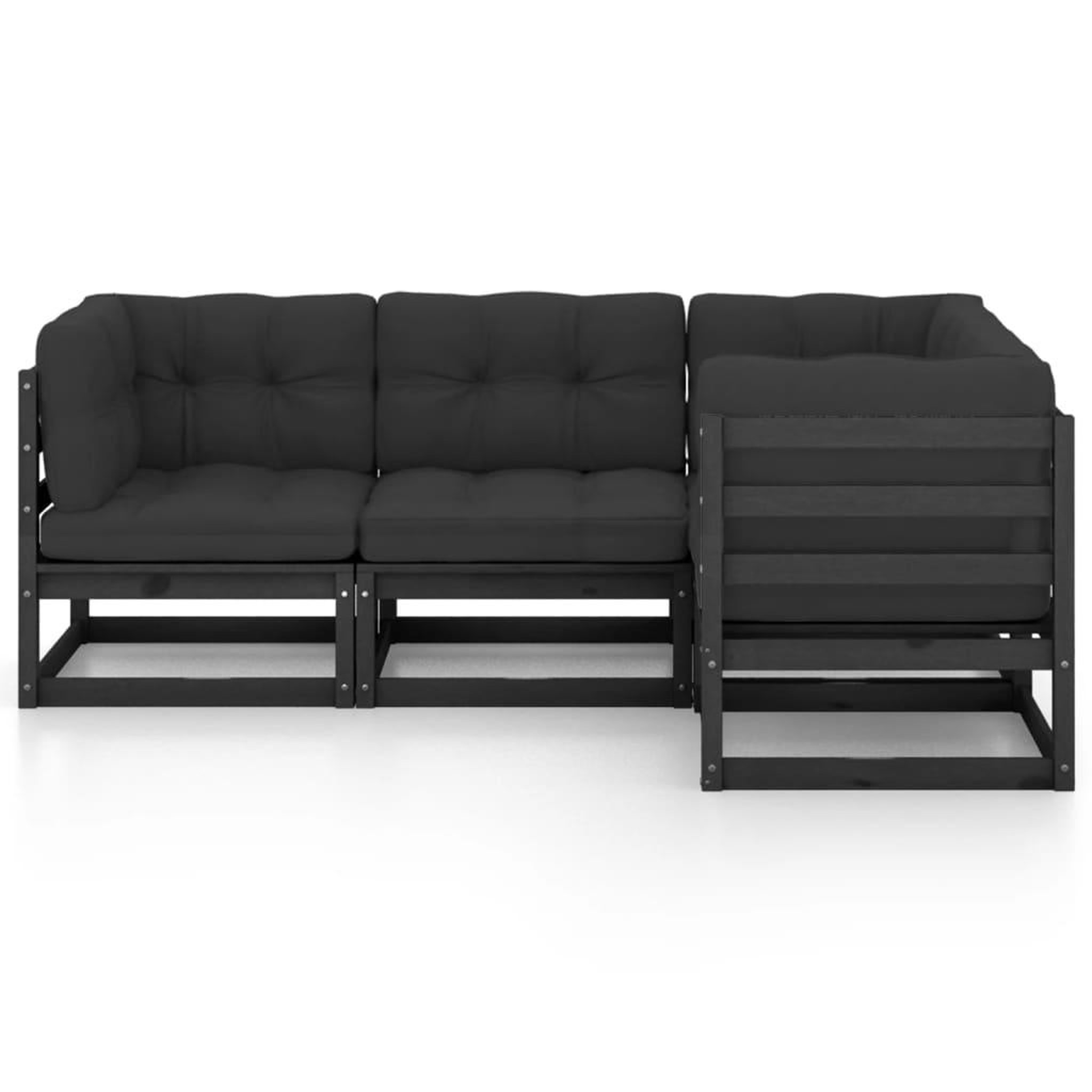 Voir la diapositive 3 : VIDAXL Salon de jardin 4 pcs avec coussins Bois de pin massif