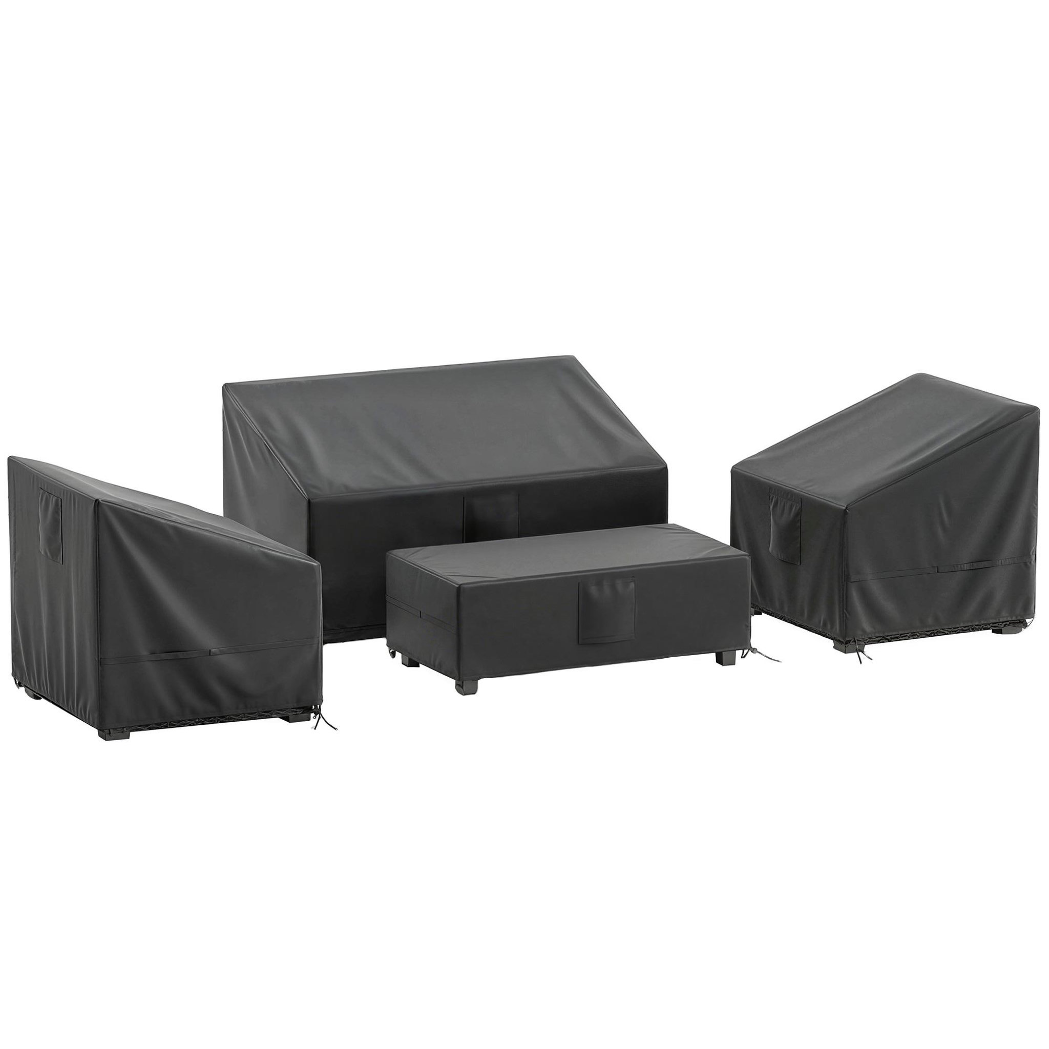 OUTSUNNY Ensemble de 4 housses salon de jardin imperméable tissu oxford noir