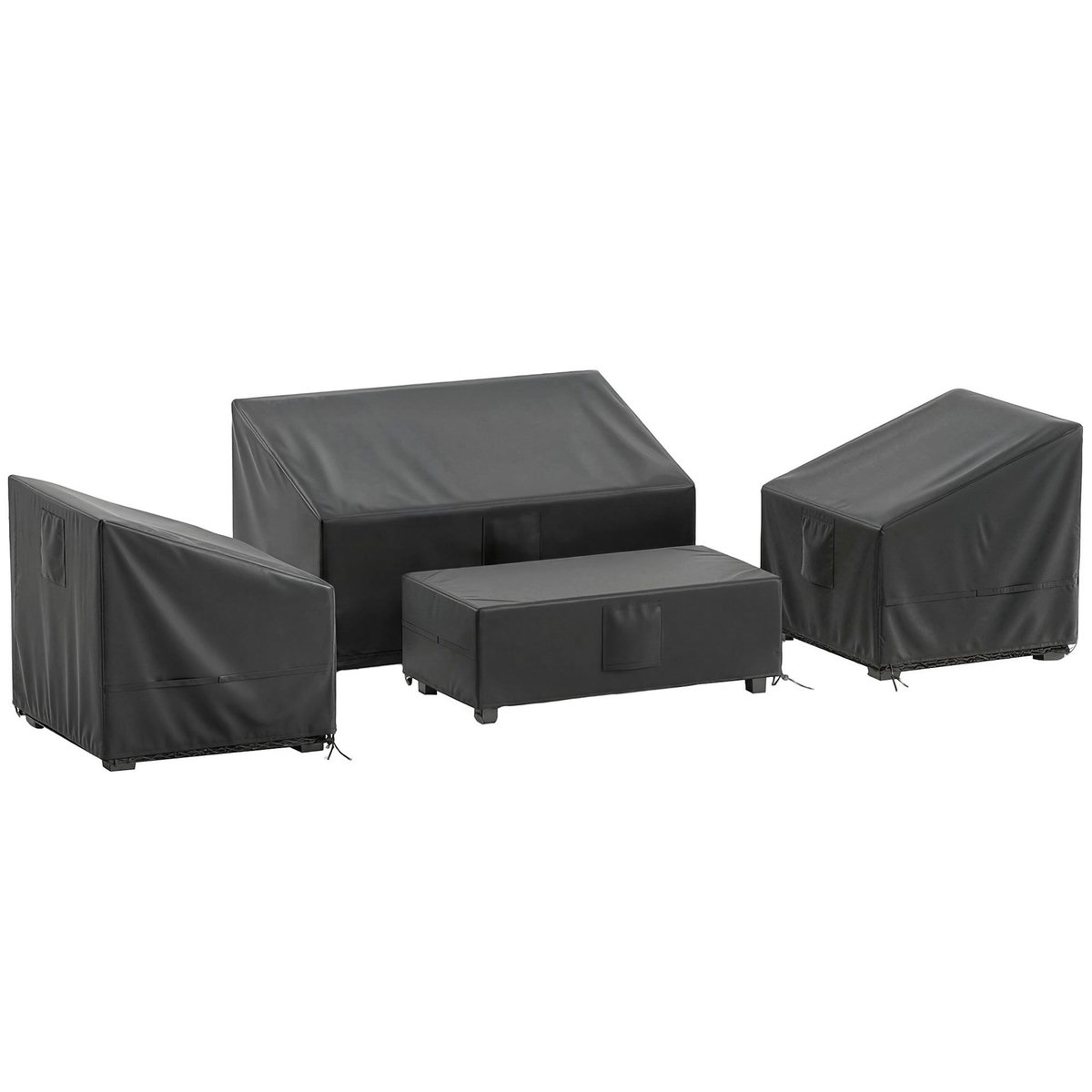 OUTSUNNY Ensemble de 4 housses salon de jardin imperméable tissu oxford noir