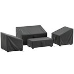 OUTSUNNY Ensemble de 4 housses salon de jardin imperméable tissu oxford noir