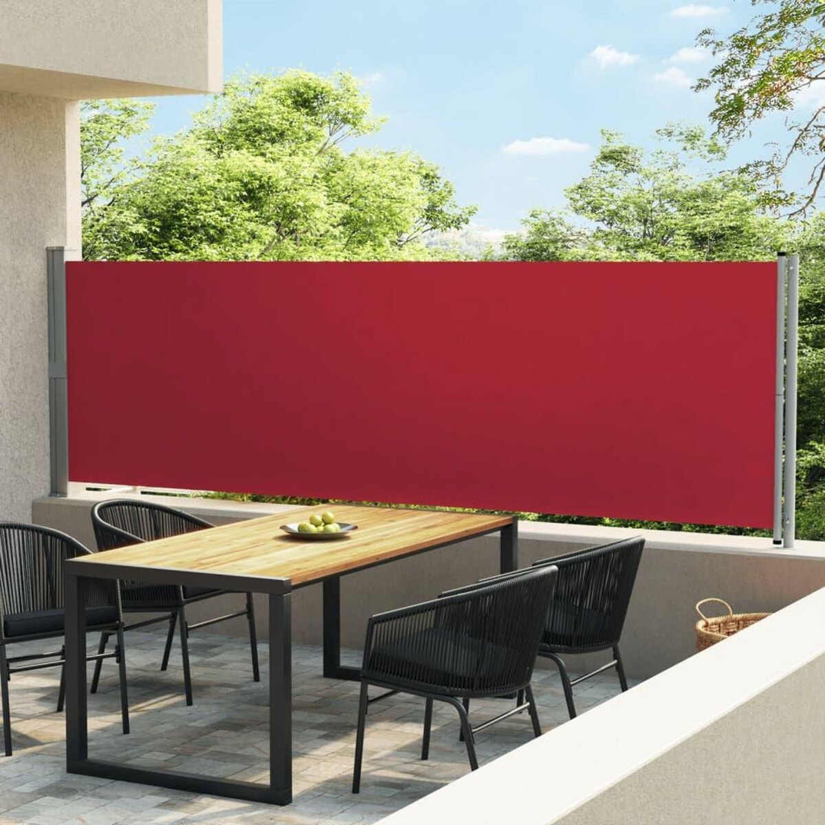 VIDAXL Auvent lateral retractable de patio 140x600 cm Rouge