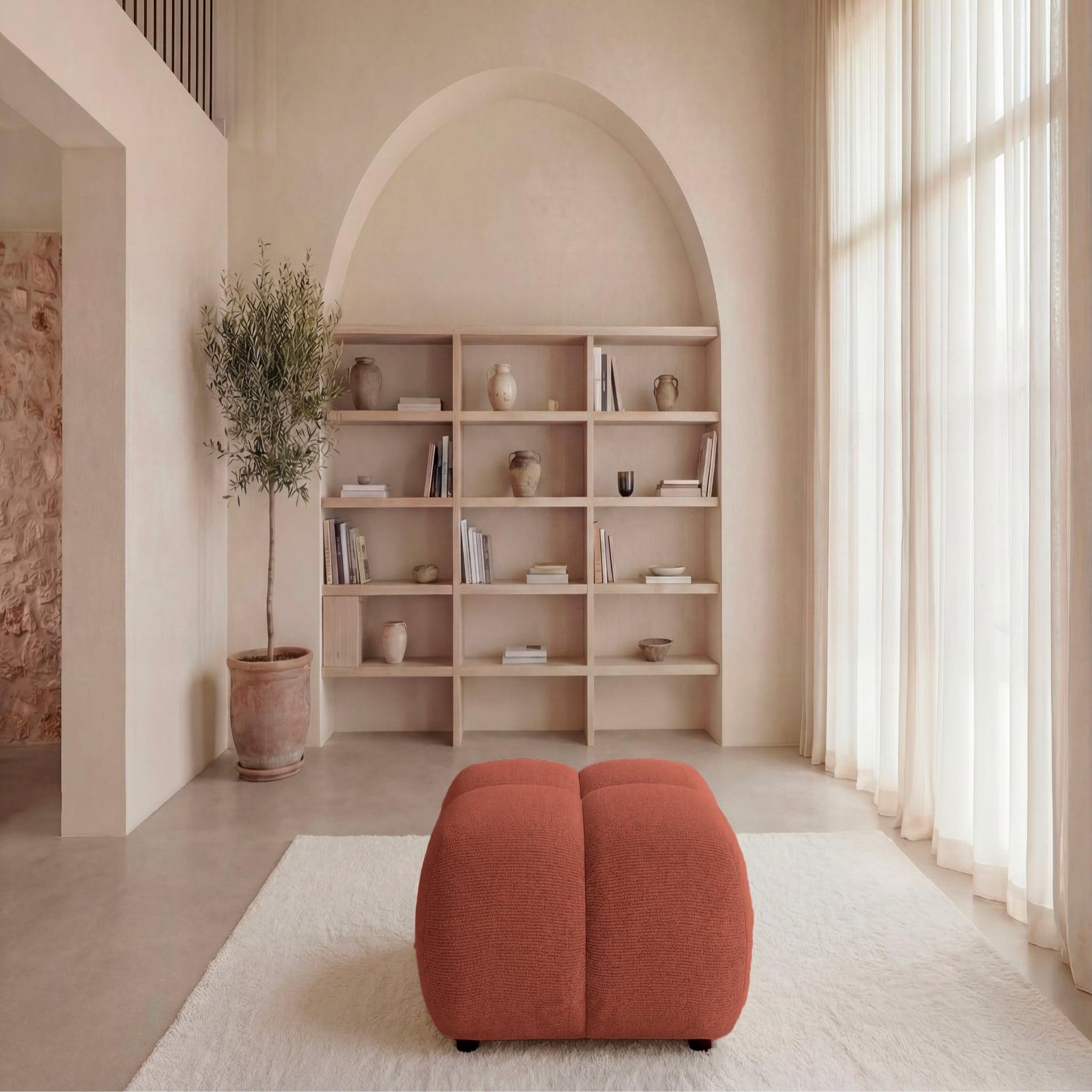 Voir la diapositive 3 : CASANOVA PARIS Constance - pouf en tissu chenille 72x72x43.5