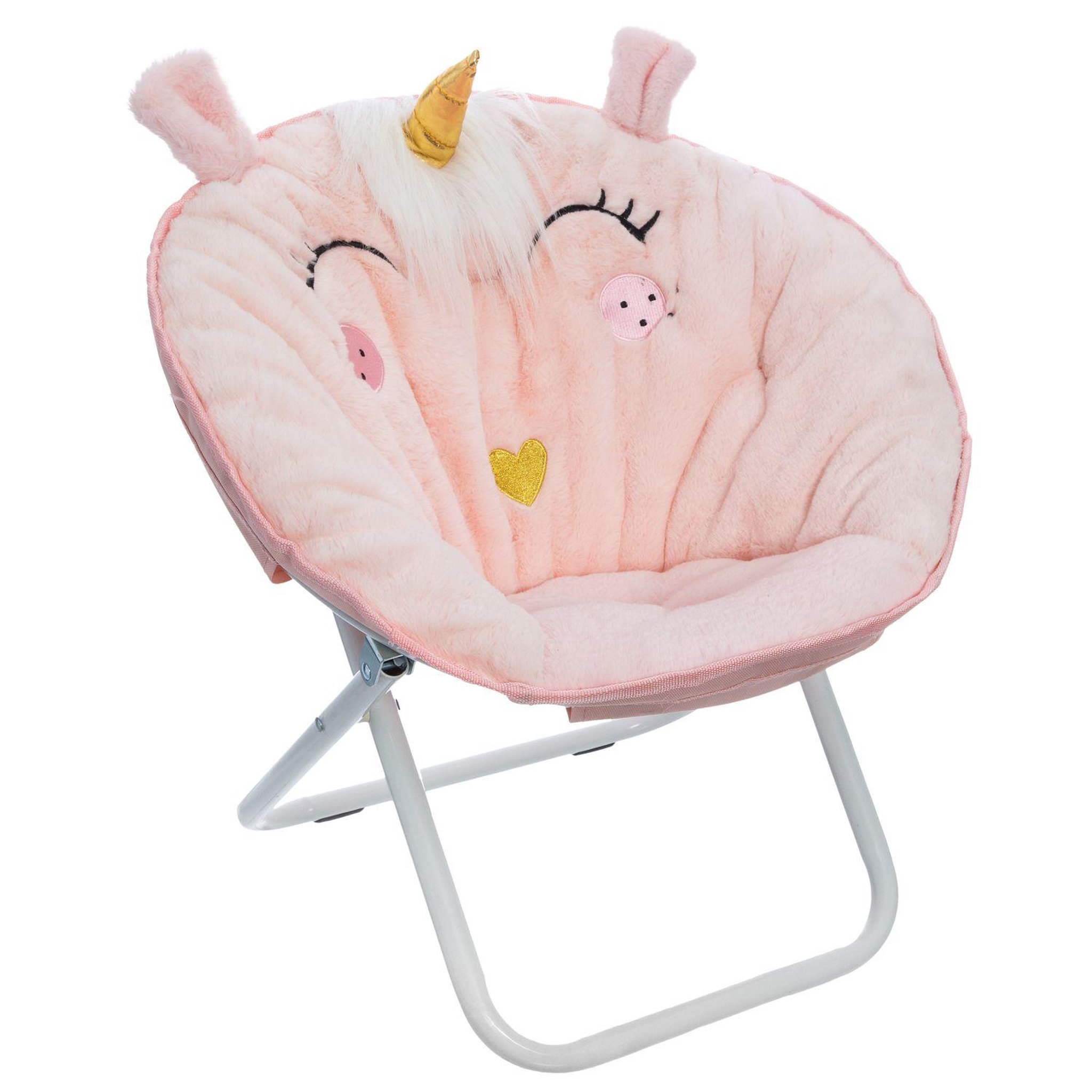 Voir la diapositive 1 : Atmosphera Kids Fauteuil loveuse enfant pliante Licorne - L. 50 x H. 50 cm - Rose