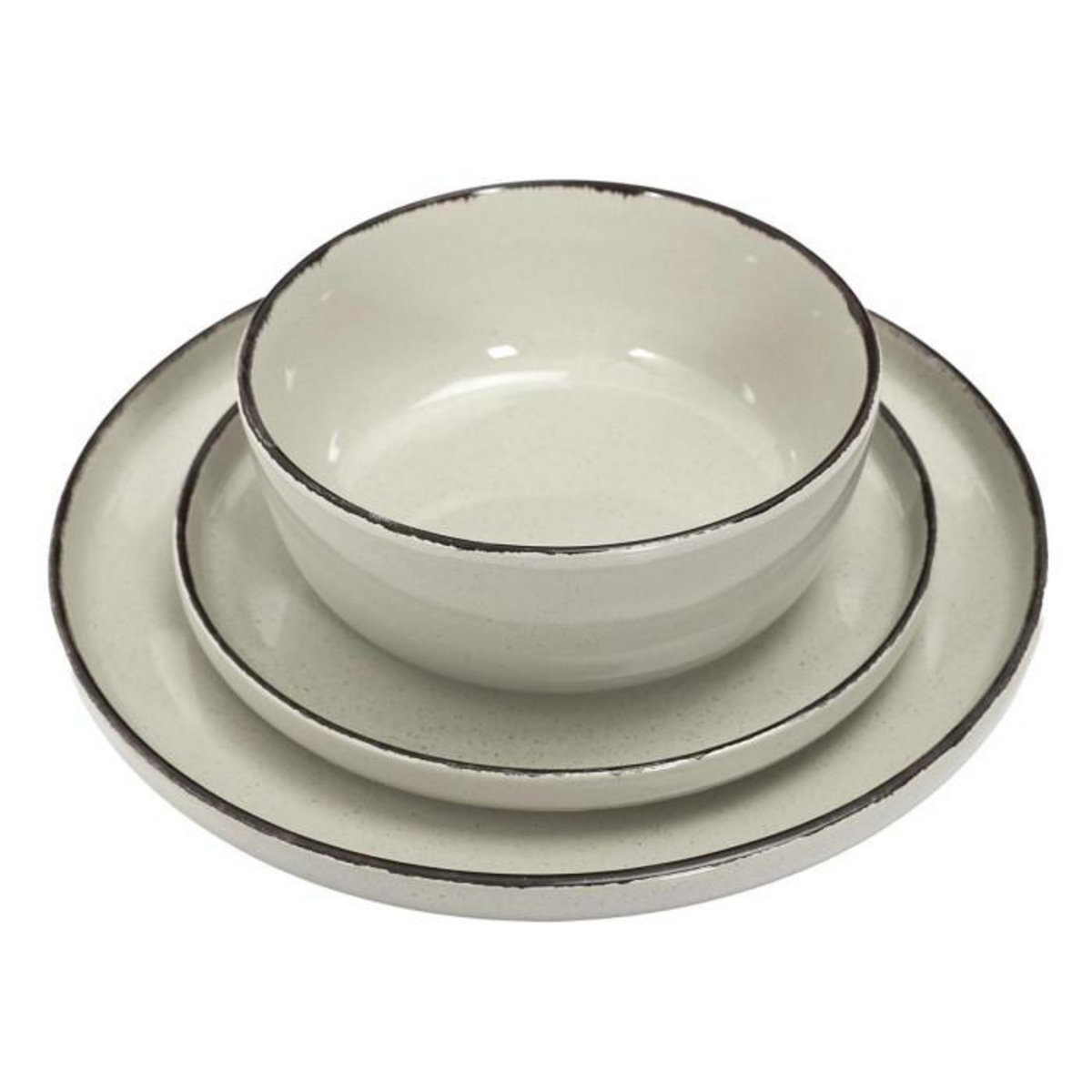 Paris Prix Service de Table 12 Pièces  Grès du Temps  27cm Beige