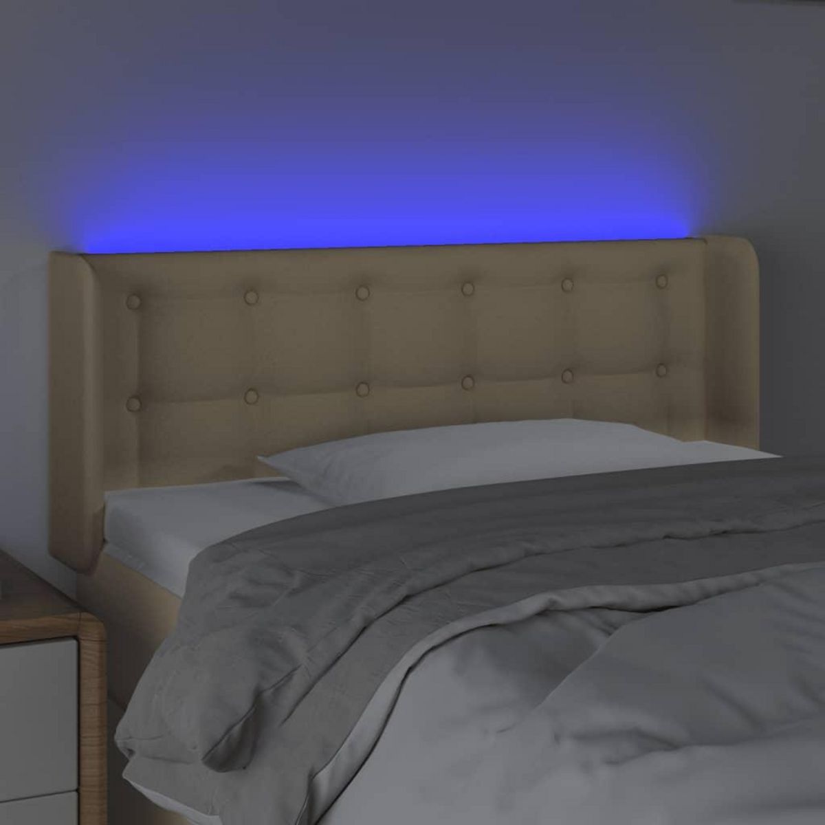 VIDAXL Tete de lit a LED Creme 103x16x78/88 cm Tissu
